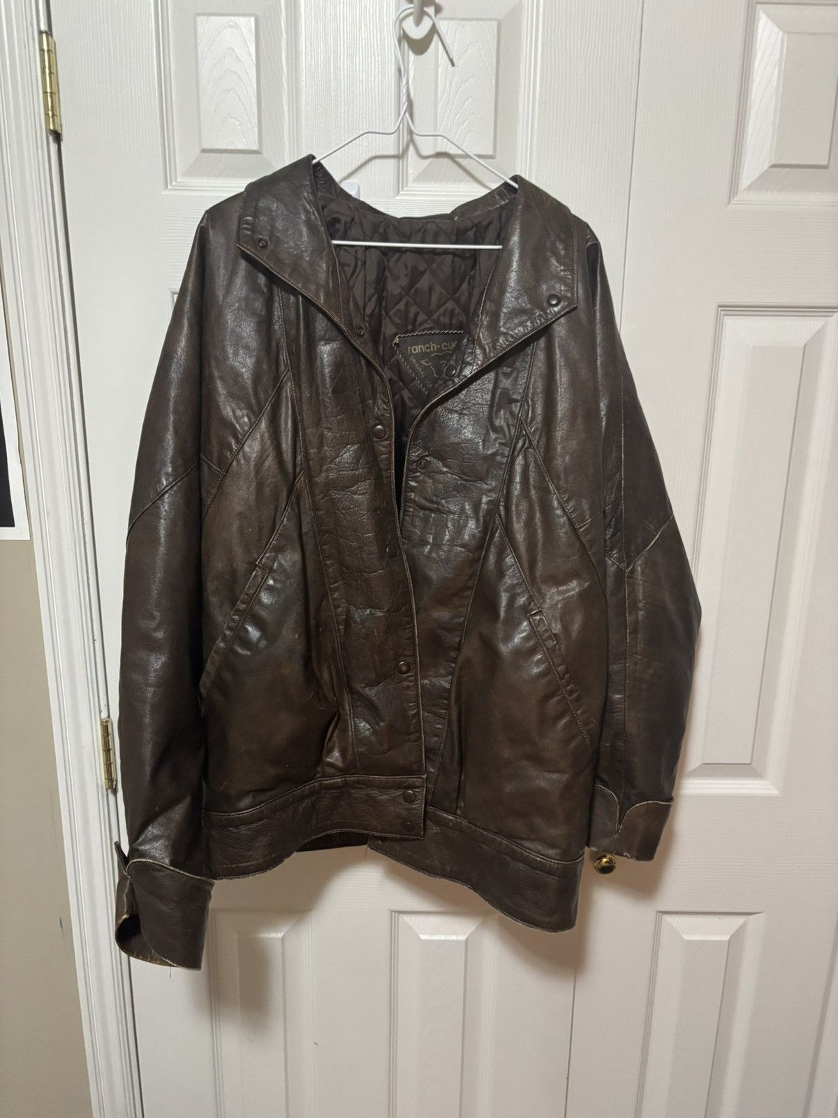 Vintage Brown leather jacket Size XL / US 12-14 / IT 48-50 - 1 Thumbnail