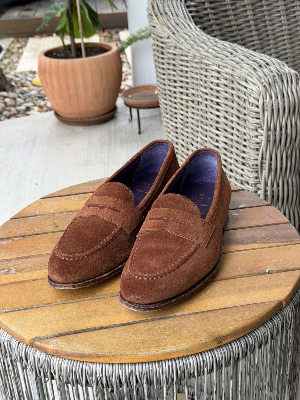 Crockett & Jones Carmina Unlined Uetam Penny Loafers UK7.5/8.5US Size US 8.5 / EU 41-42 - 1 Thumbnail