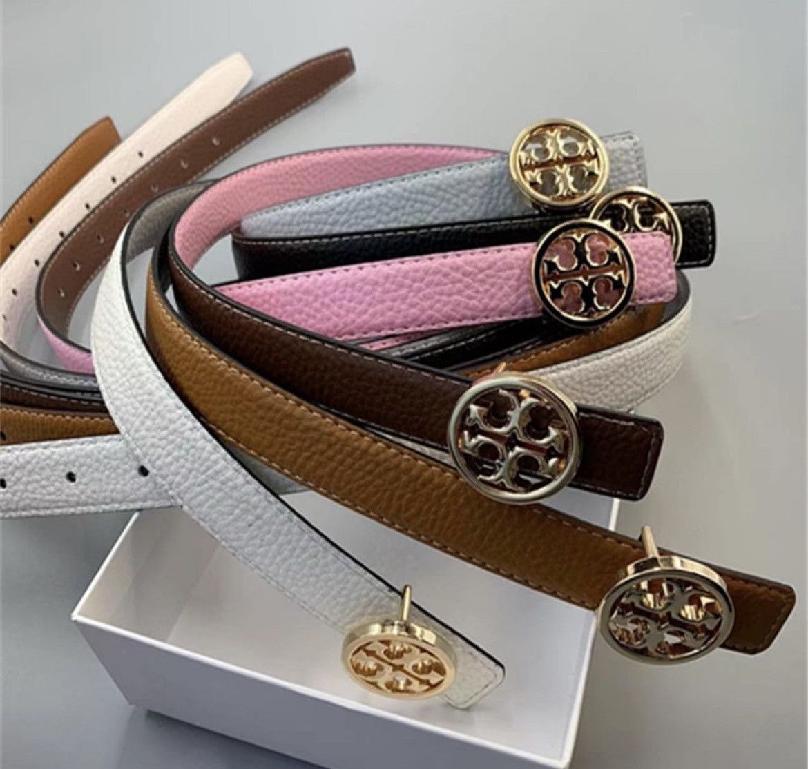 Tory Burch Tory Burch Thin Pink/Brown Reversible Belt Size ONE SIZE - 3 Thumbnail