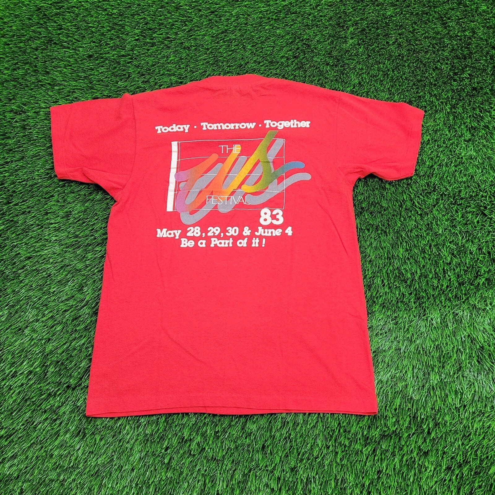 image of Hanes Vintage 1983 Us-83 Festival Shirt Womens S/m 17X24 in Red (Size Medium)