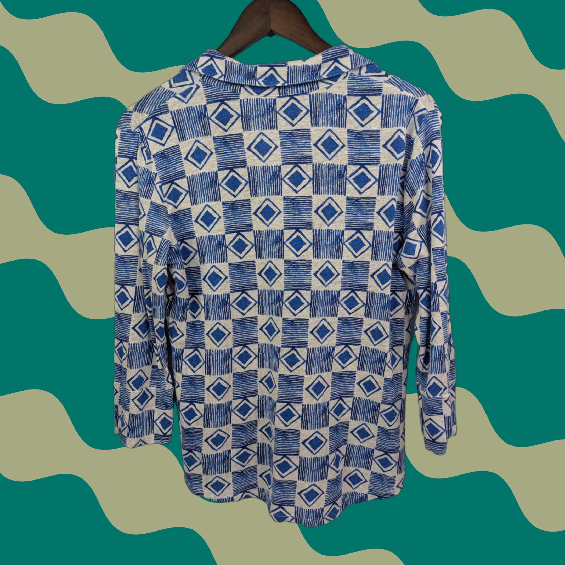 J.McLaughlin J McLaughlin Linen Shirt Top Printed Preppy Long Sleeve Button Up Blouse Medium Size M / US 6-8 / IT 42-44 - 1 Thumbnail