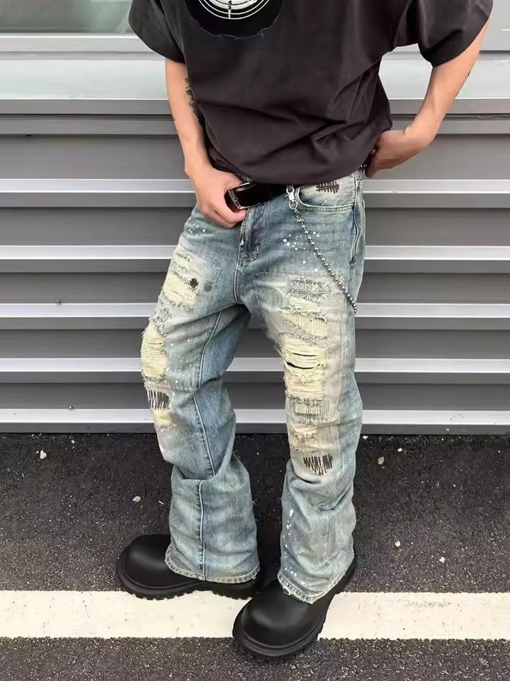 Vintage VIBE High Street Distressed Tassel Washed Distressed Jeans Size US 26 / EU 42 - 5 Thumbnail