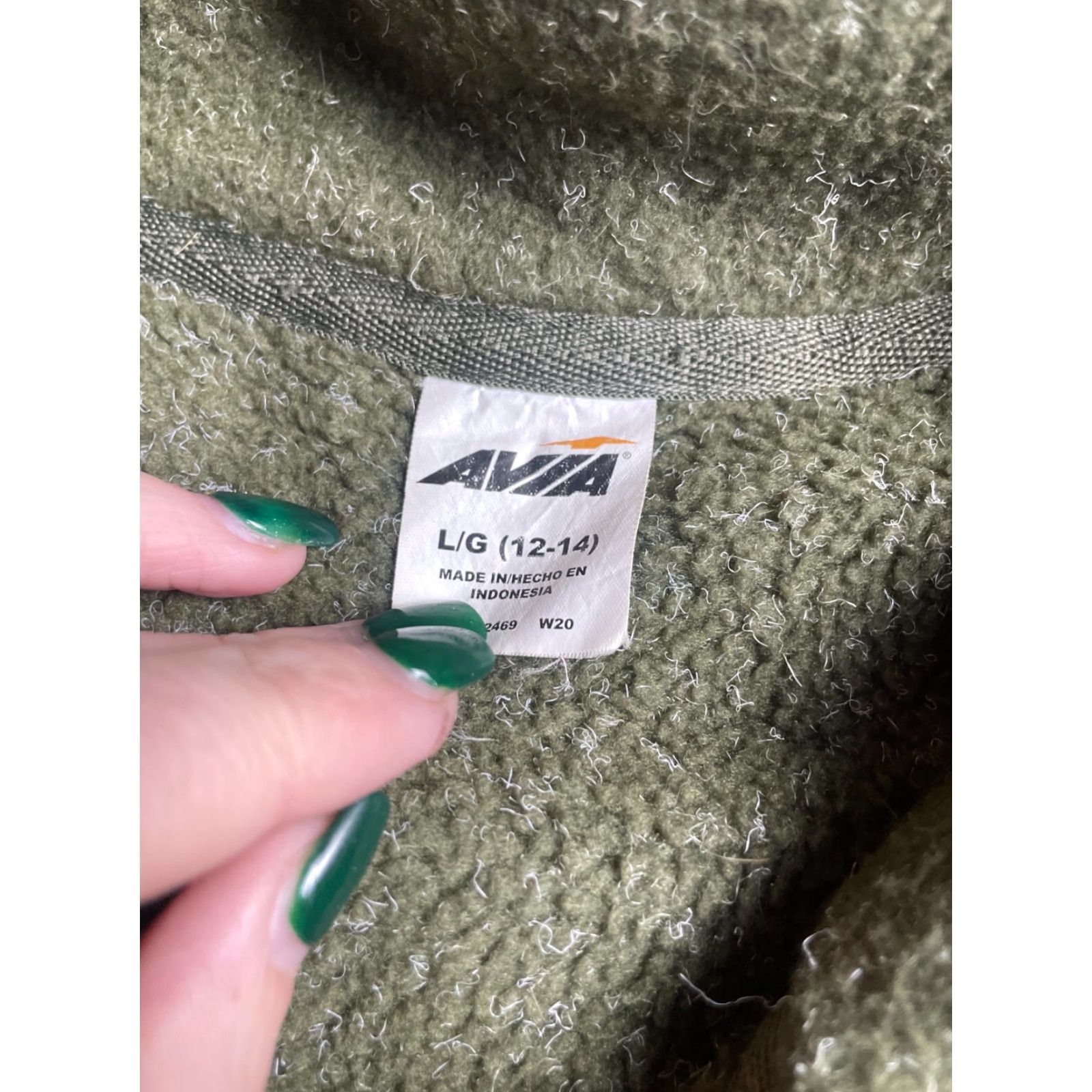 Avia VINTAGE AVIA Sweater Women's L Green Fleece Full Zip Drawstring Activewear Size L / US 10 / IT 46 - 4 Thumbnail
