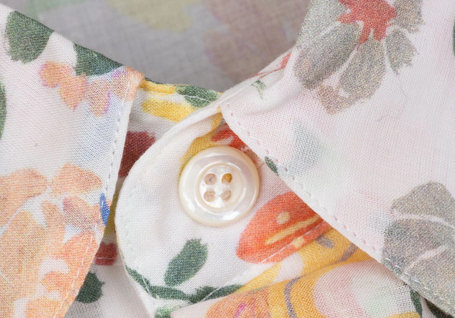 agnes b. Cotton Colorful Botanical Print Shirt Multi 40 Size US XXS / EU 40 - 3 Thumbnail