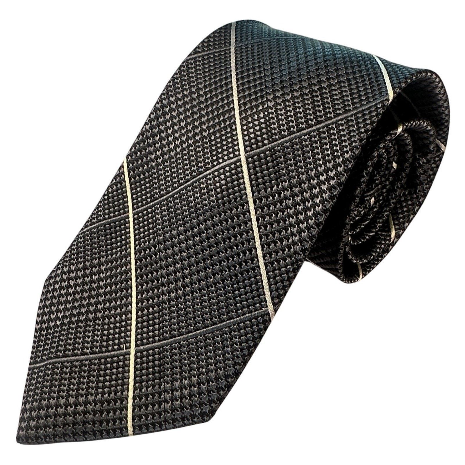 Paul Fredrick Paul Fredrick Silk Tie Charcoal Gray Woven Pattern Formal Size ONE SIZE - 2 Thumbnail