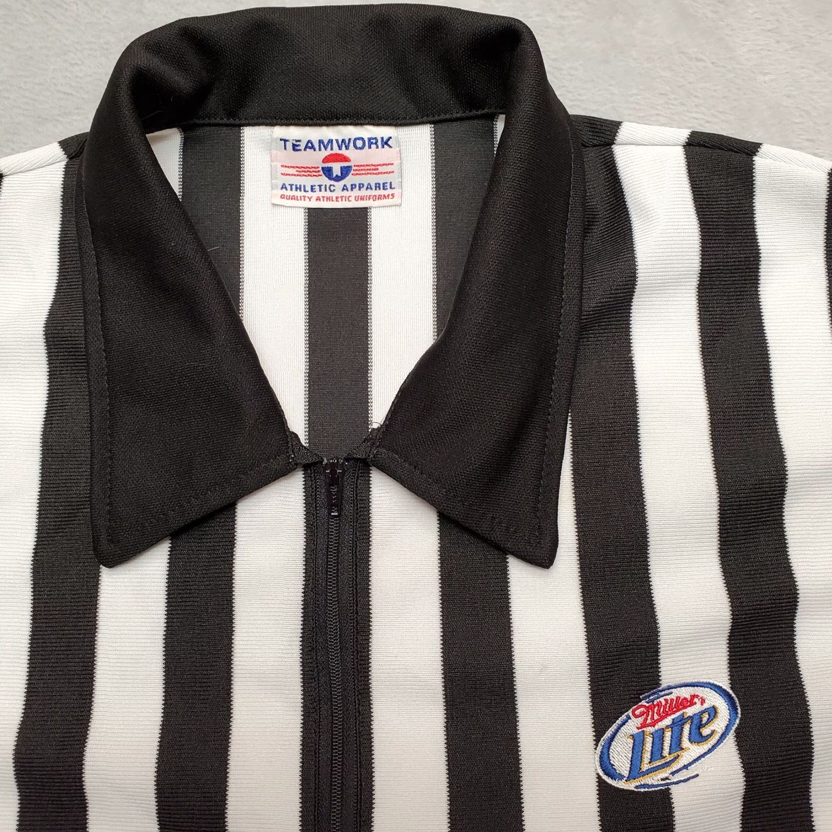 Vintage VINTAGE Miller Beer Shirt Men S Black White Stripe Collared 1/4 Zip Referee Polo Embroidered LogoMLB Size US S / EU 44-46 / 1 - 4 Thumbnail