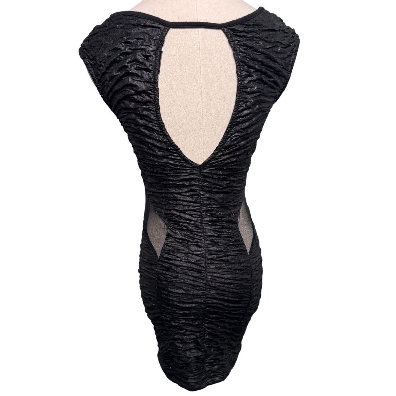 Vintage Y2K/90s vintage Easel black ruched mesh mini dress size XS/S Size XS / US 0-2 / IT 36-38 - 4 Thumbnail