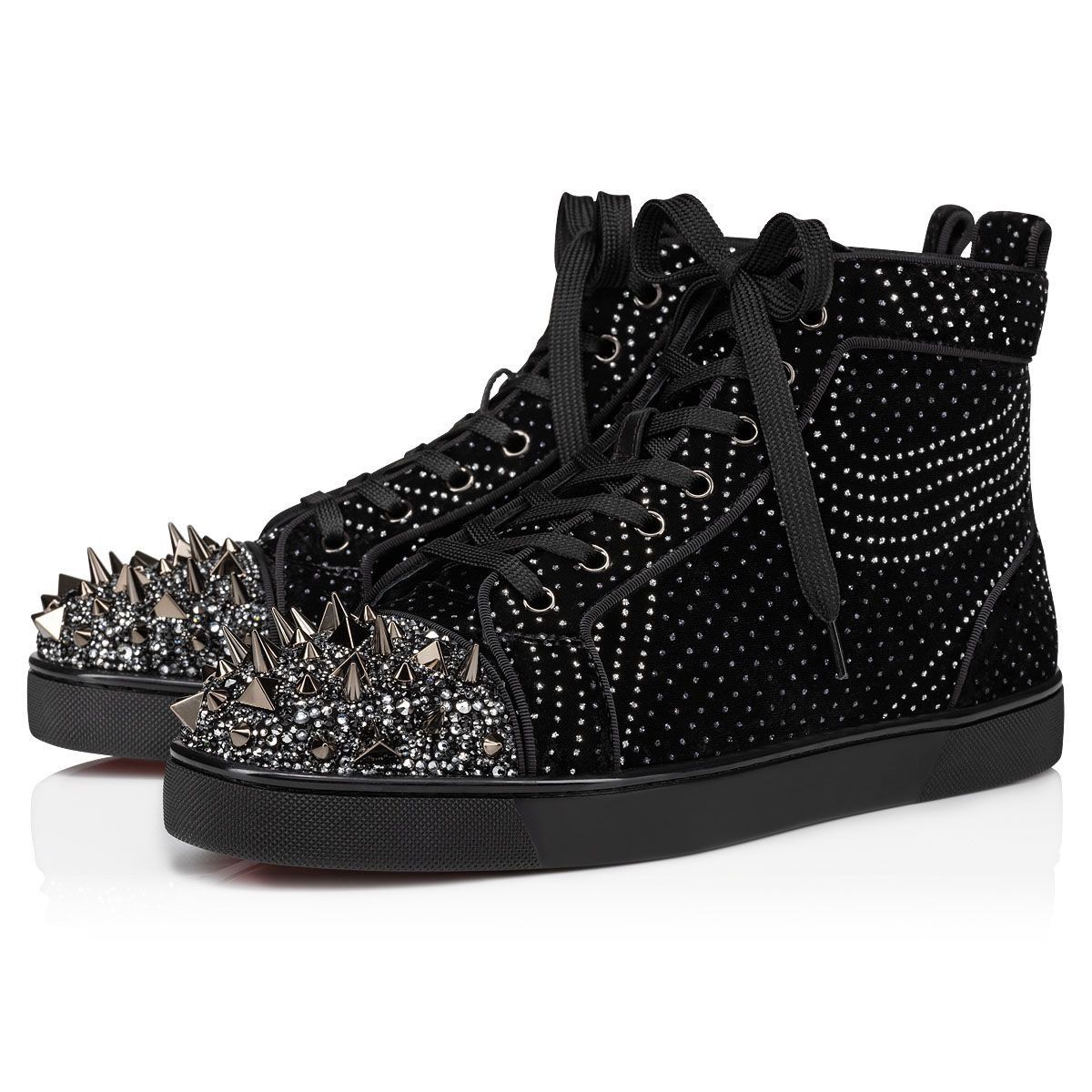 Christian Louboutin oc11z0325 Lou Pik Pik Strass Orlato Flat in Black Size US 11.5 / EU 44-45 - 1 Thumbnail
