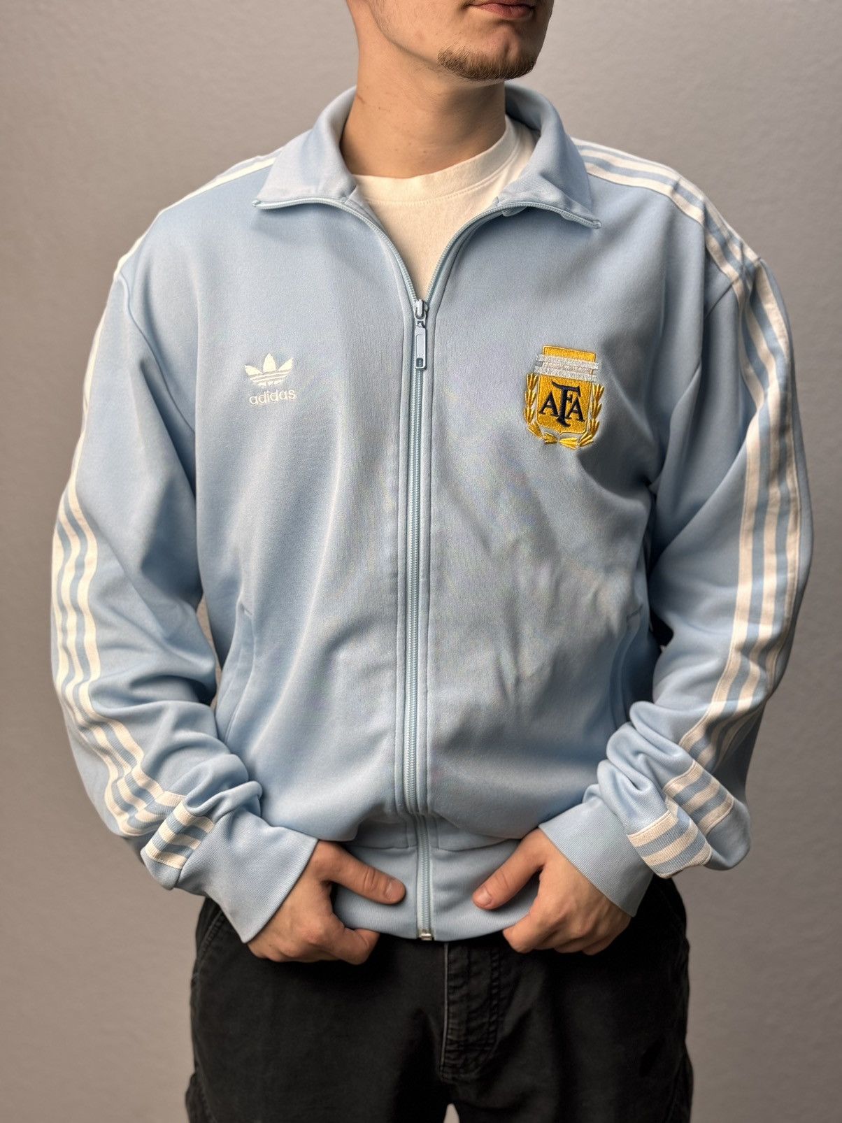 Adidas Vintage Argentina World Cup Football Jacket Soccer 2006 Size US L / EU 52-54 / 3 - 5 Thumbnail