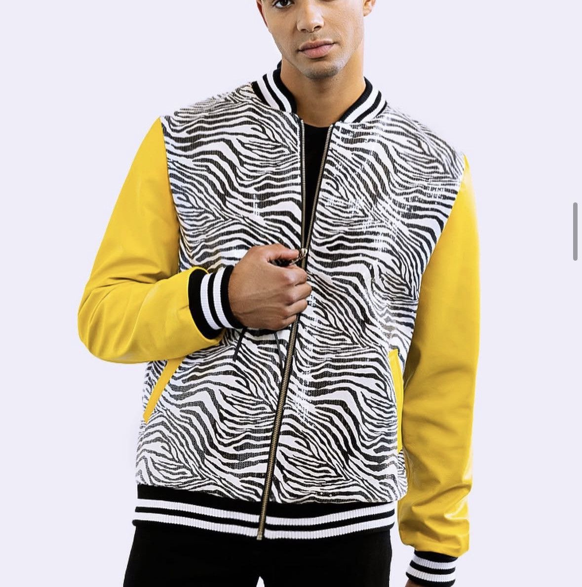 Other Stylish Designer Sequin and LeatherZebra Print Unisex Jacket Size US XS / EU 42 / 0 - 8 Thumbnail