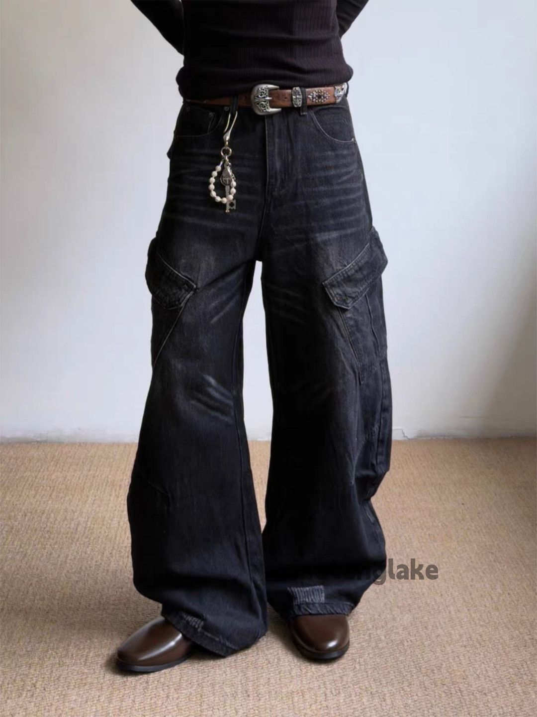 Jean zx vintage washed faded loose baggy flared cargo jeans Size US 32 / EU 48 - 5 Thumbnail