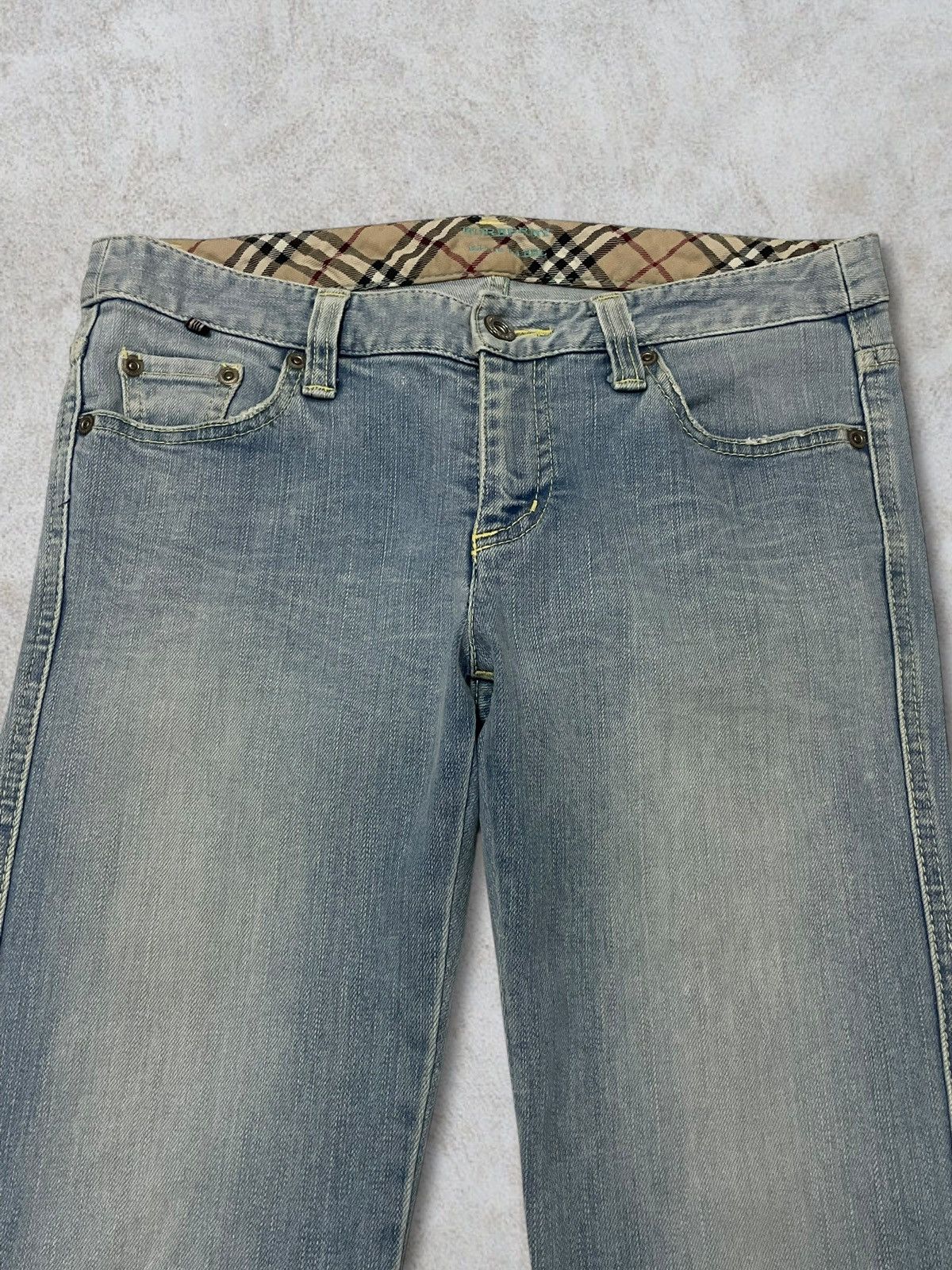 Burberry Nova Check Linen Knee Short Jeans Y2K Style