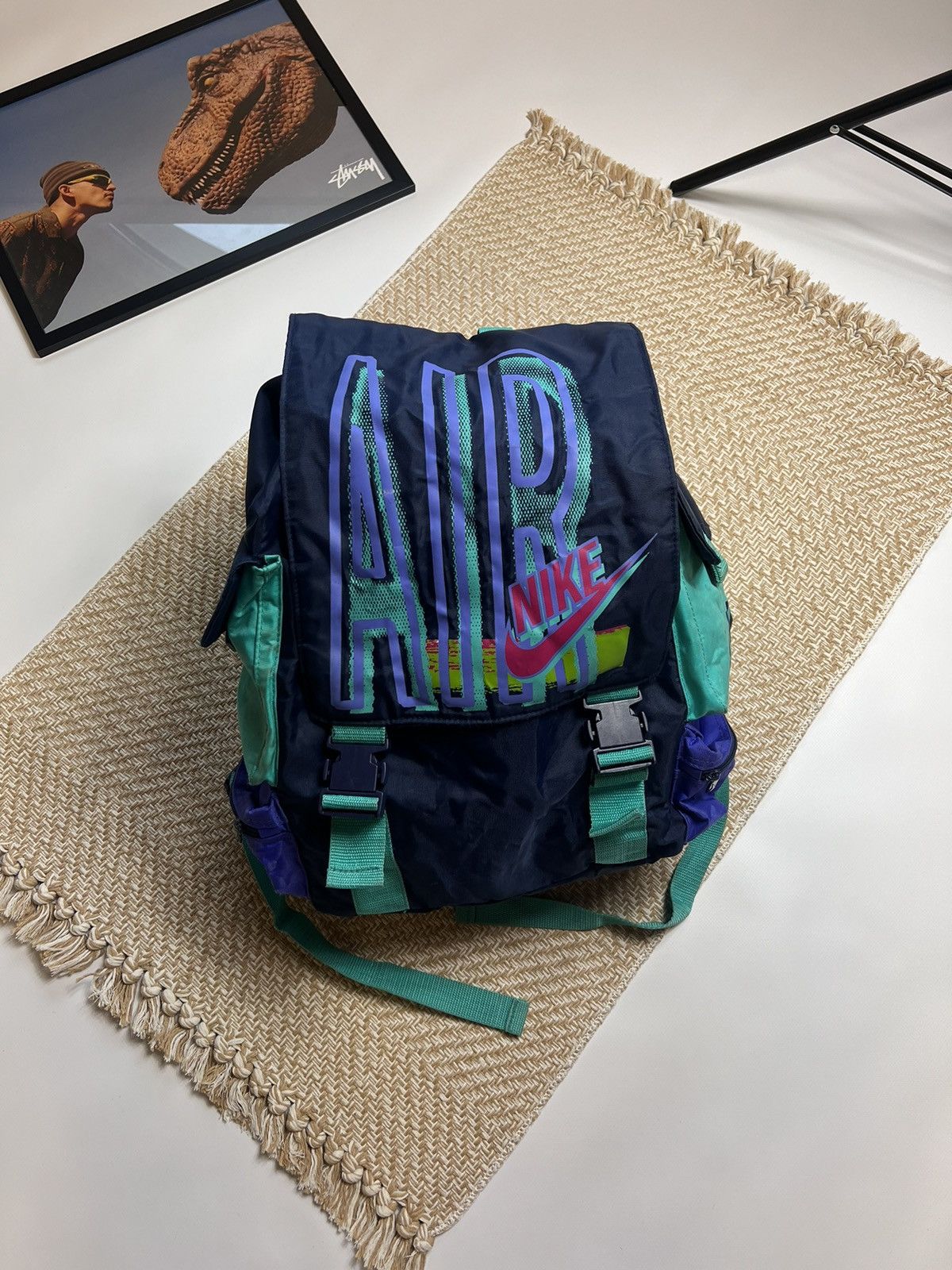 80s nike backpack Nike × Streetwear × Vintage Vintage 80s Nike Multicolour Bagpack