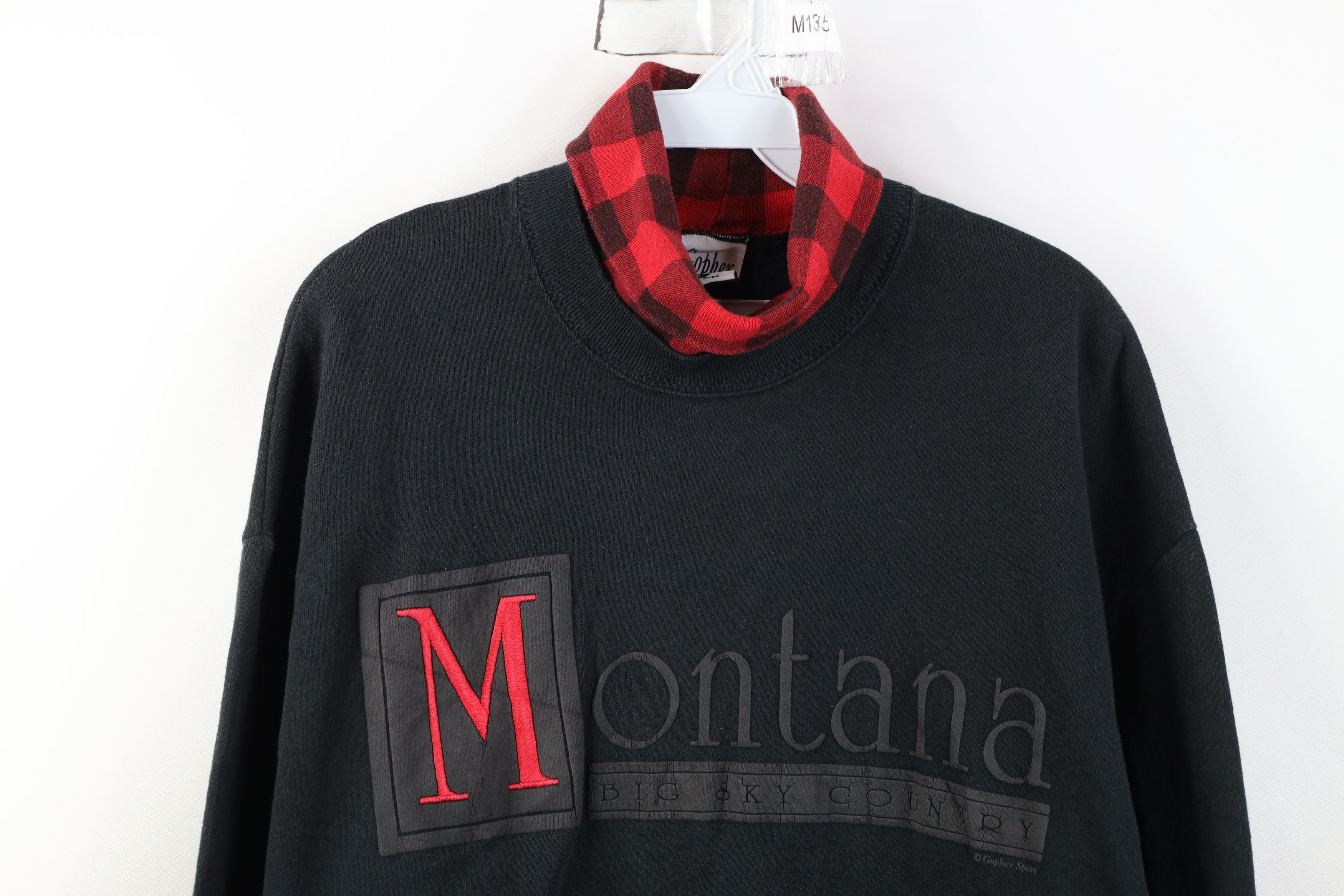 Vintage Vintage 90s Montana Big Sky Turtleneck Sweatshirt Black USA Size L / US 10 / IT 46 - 2 Thumbnail