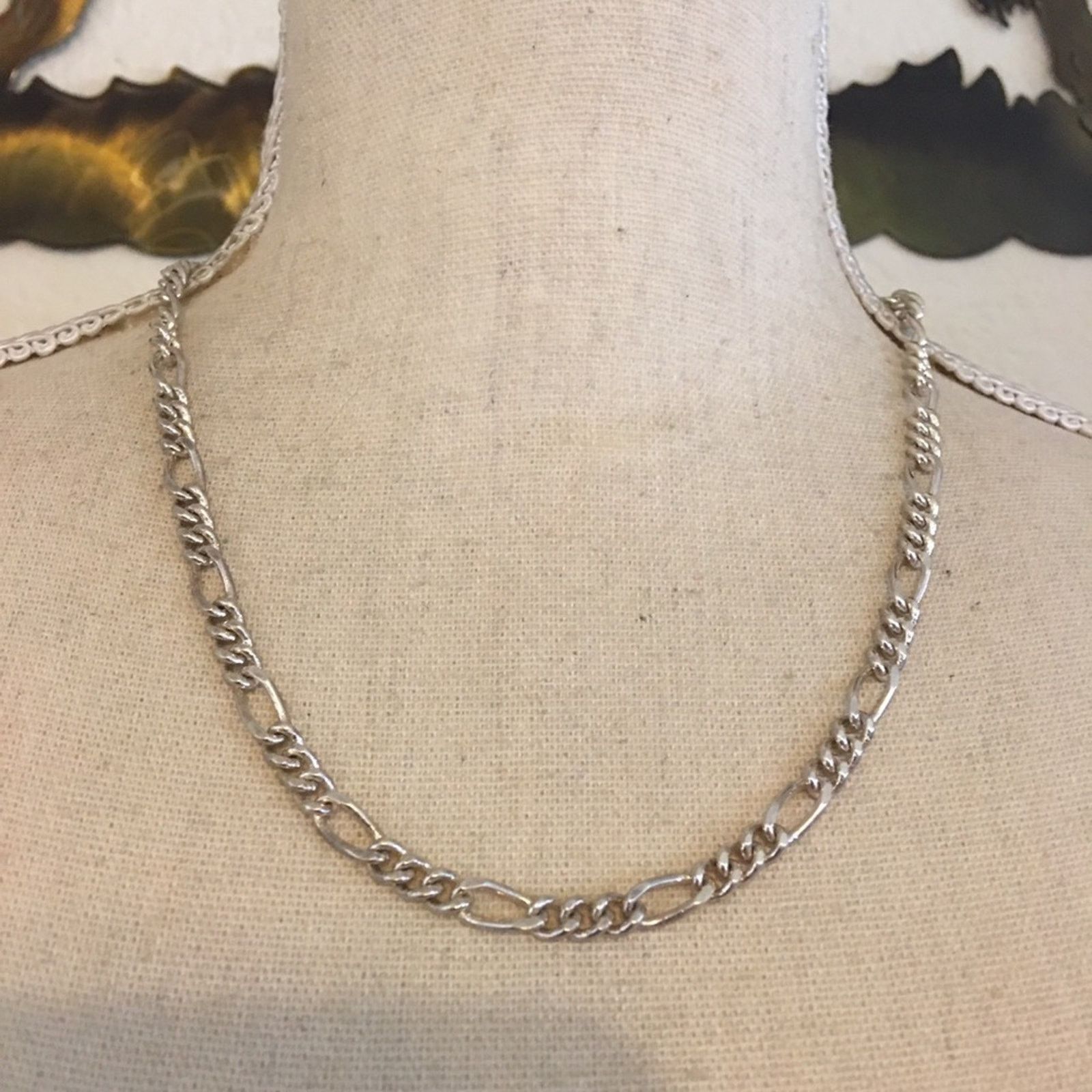 Jewelry Silver tone figaro necklace and bracelet set Size ONE SIZE - 1 Thumbnail
