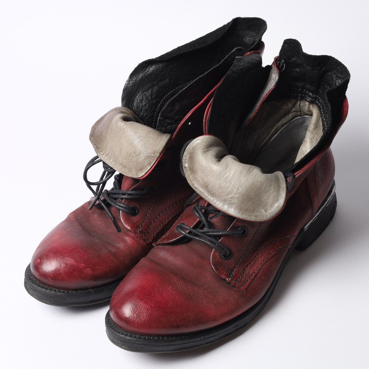 A.S.98 A.S.98 Leather Ankle Boots Western Zip Avantgarde Red Shoes Size US 8 / IT 38 - 14 Thumbnail