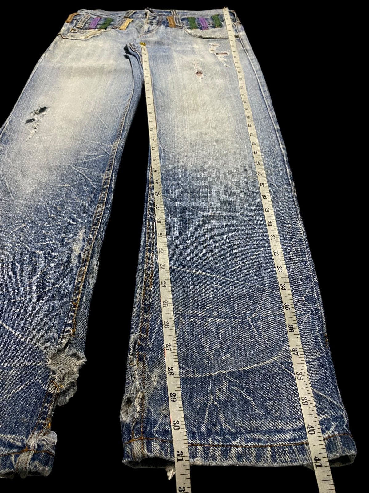 Japanese Brand Japanese Brand Nylaus Thunder Double Waist Trash Loose Jeans Size US 30 / EU 46 - 21 Thumbnail