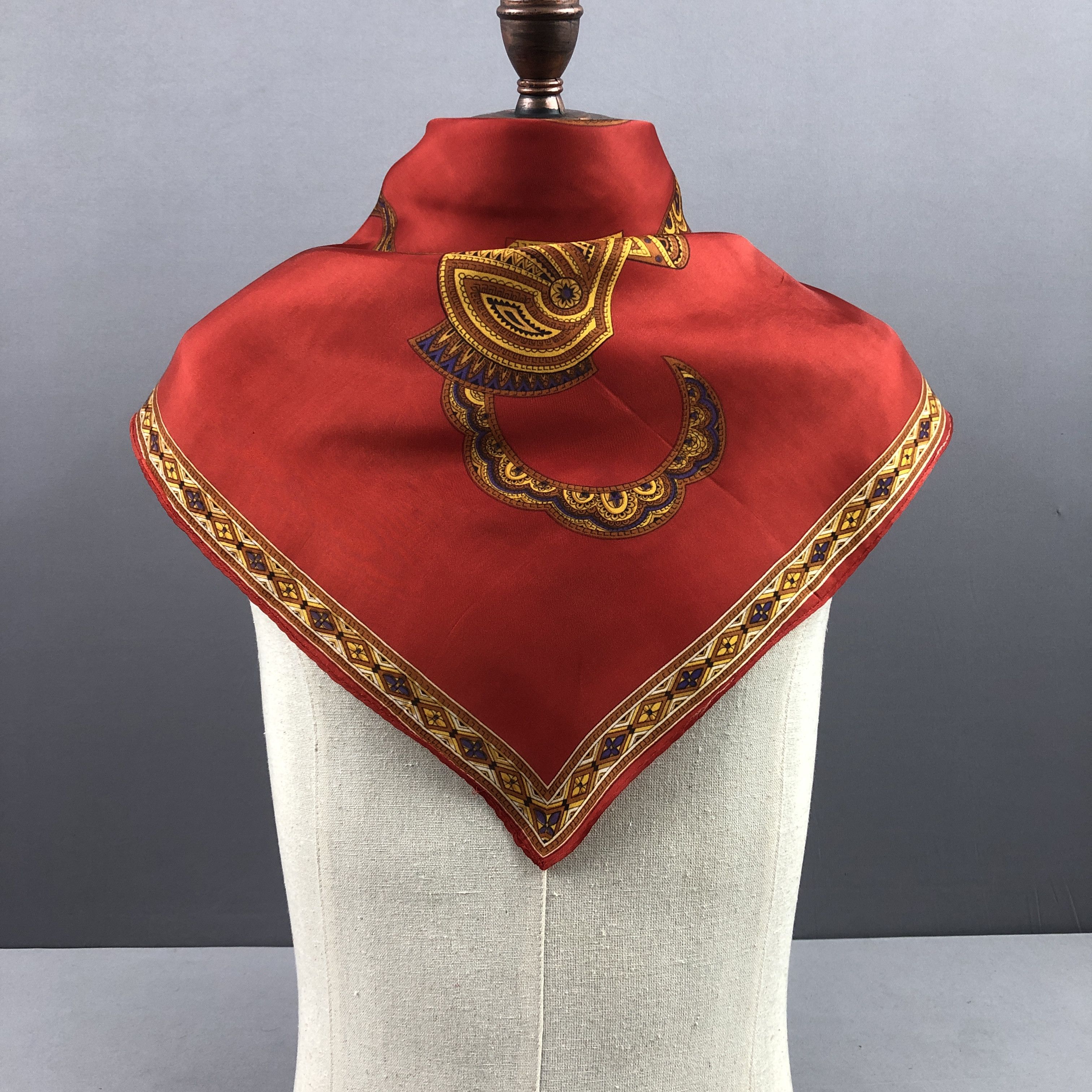 Japanese Brand Vintage Batik Square SILK Scarf Twill Stole Wraps Scarves Size ONE SIZE - 2 Thumbnail
