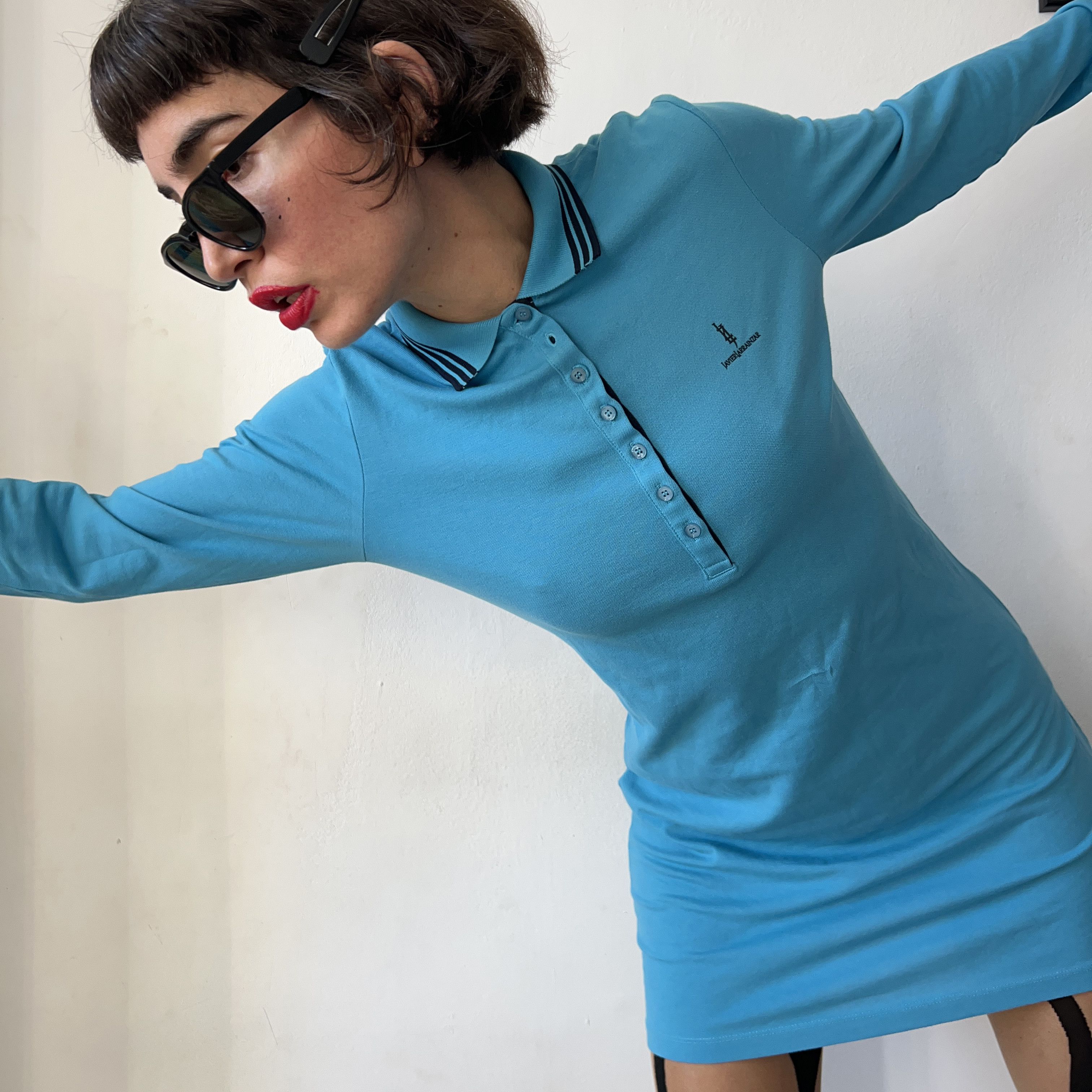 Vintage blue mod polo dress