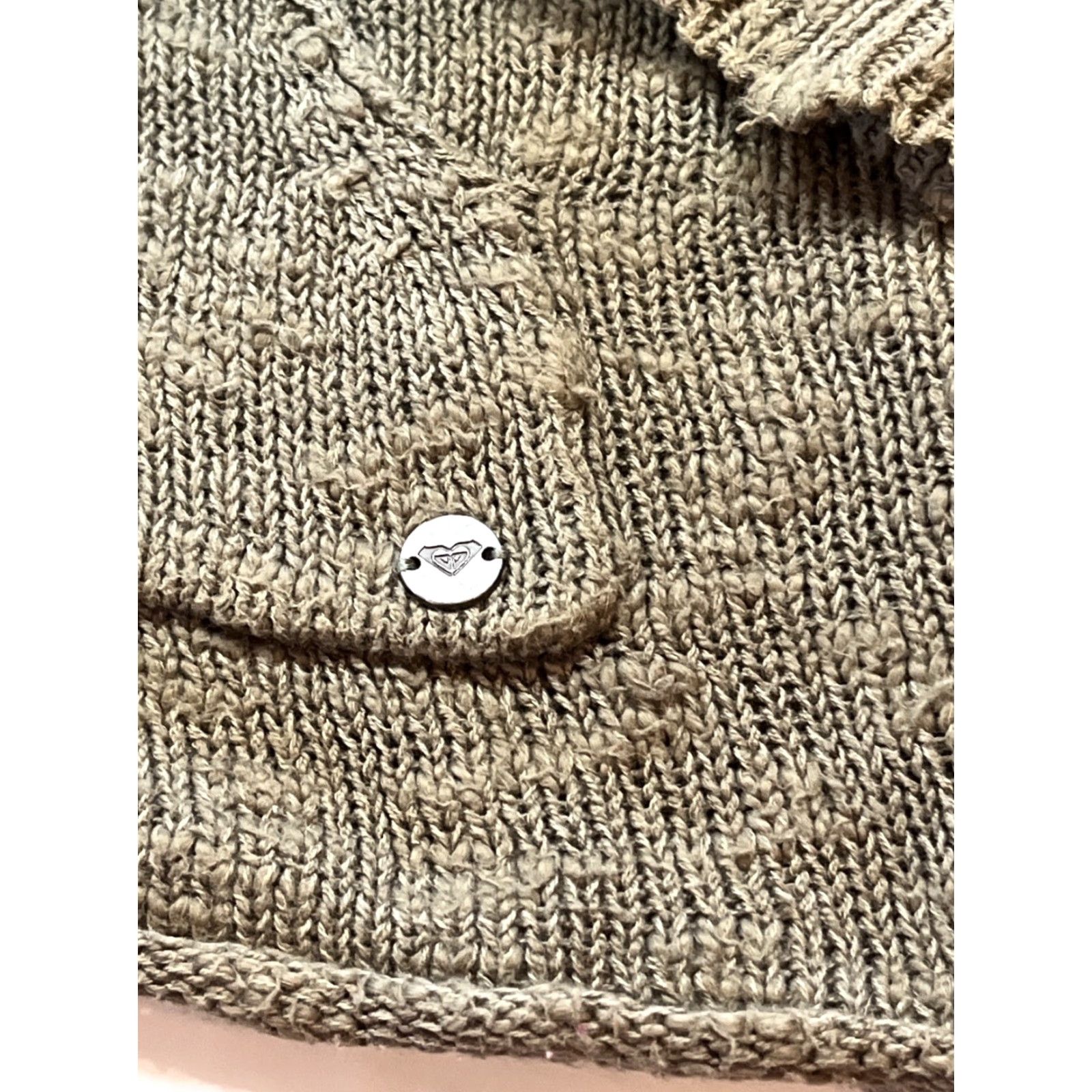 Vintage Roxy Army GREEN Hooded Sweater Knit V Neck front Pocket Slouchy Cotton Women XL Size XL / US 12-14 / IT 48-50 - 3 Thumbnail