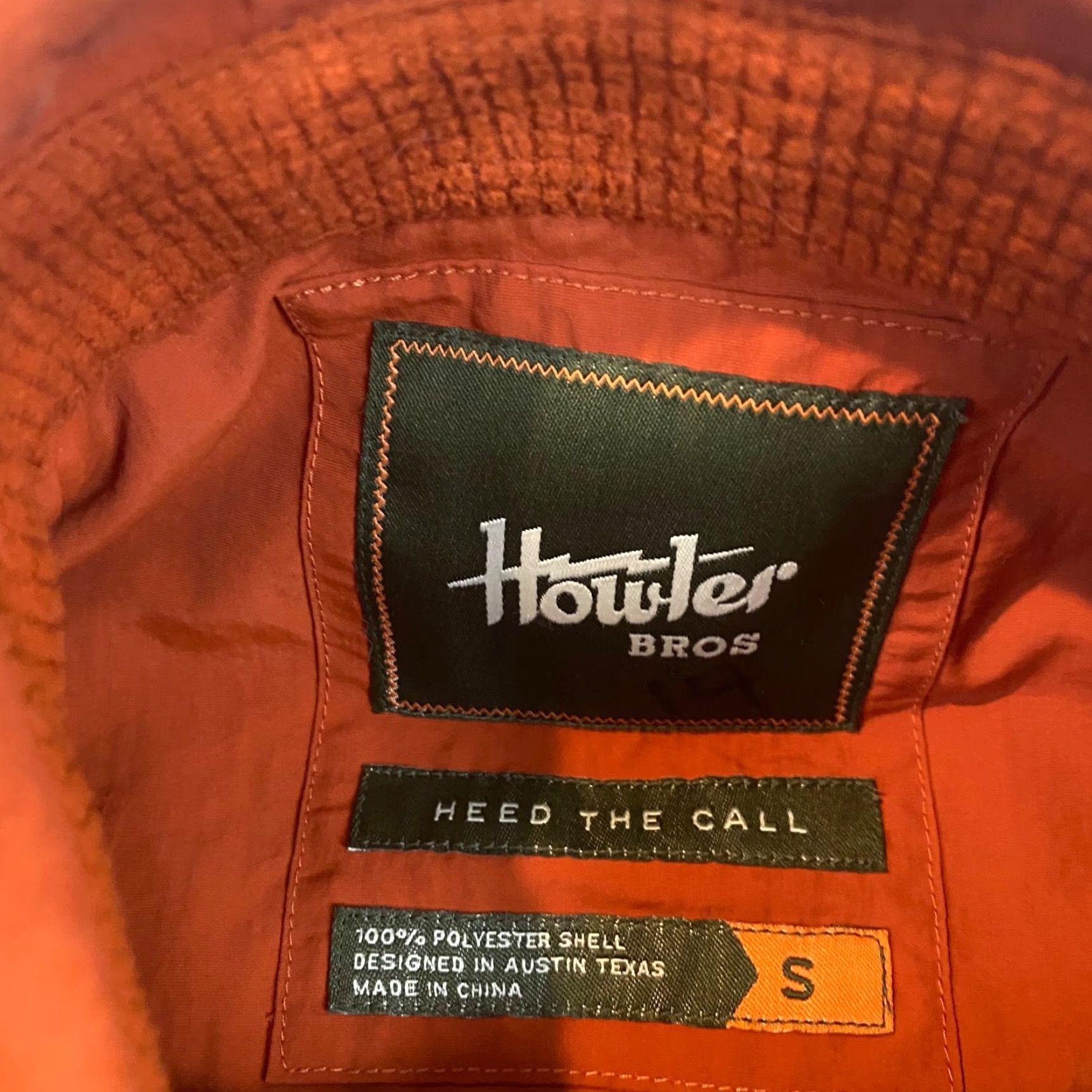 HOWLER BROTHERS Shirt Mens Small Orange Waffle Thermal Snap Up Western Sleeves