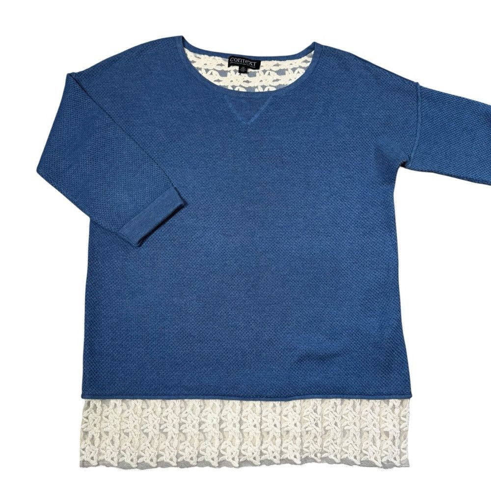Other Context Lord and Taylor Blue With White Lace Trim 3/4 Sleev Size L / US 10 / IT 46 - 5 Thumbnail