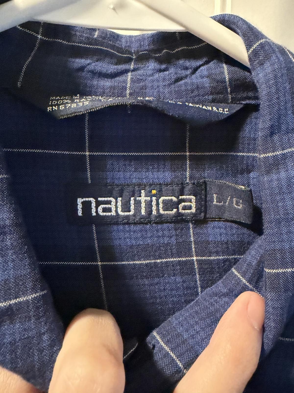 Nautica Nautica Men's Blue Rayon Plaid Button-Up Shirt Large Size US L / EU 52-54 / 3 - 2 Thumbnail