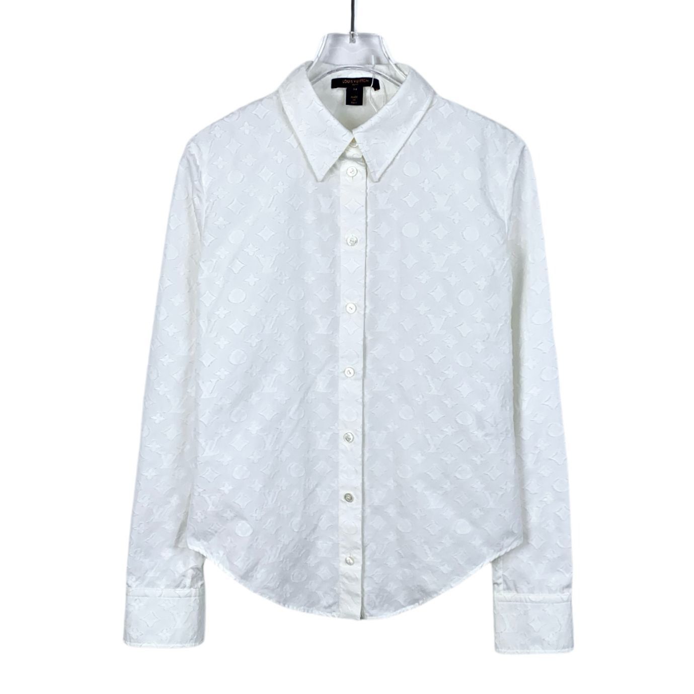 Louis Vuitton Louis Vuitton Womens White Monogram Embossed Cotton Button-U Size XXS / US 00 / IT 34 - 1 Thumbnail