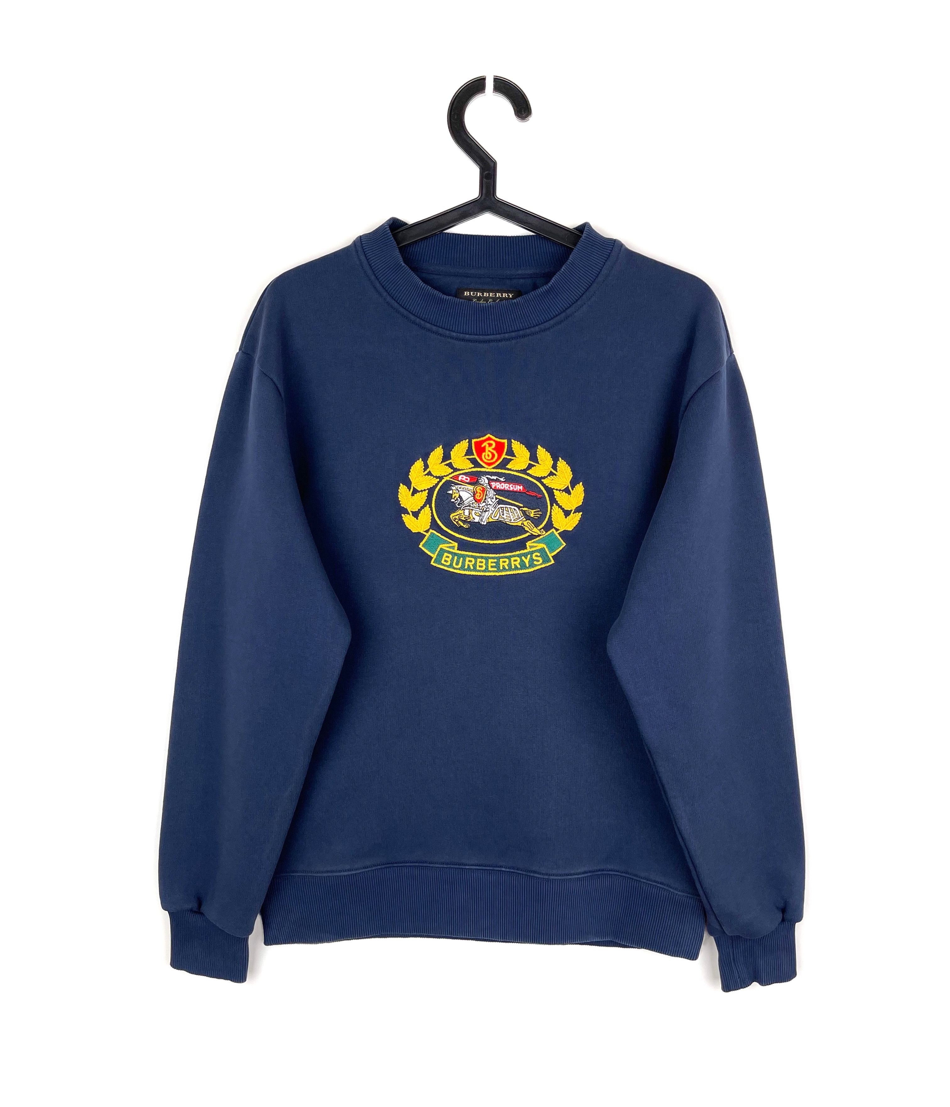 image of Burberry x Burberry Prorsum Embroidered Reissued Jersey Sweatshirt in Blue, Men's (Size XS)