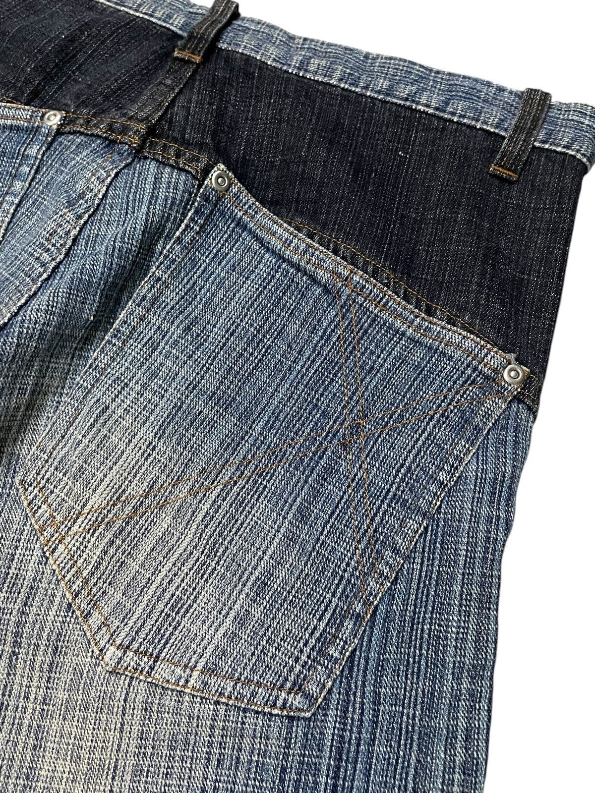 Blue Blue Japan × Hysteric Glamour × Japanese Brand Gumu International Indigo Wash Hand Stripped Woven Jeans Size US 30 / EU 46 - 19 Thumbnail