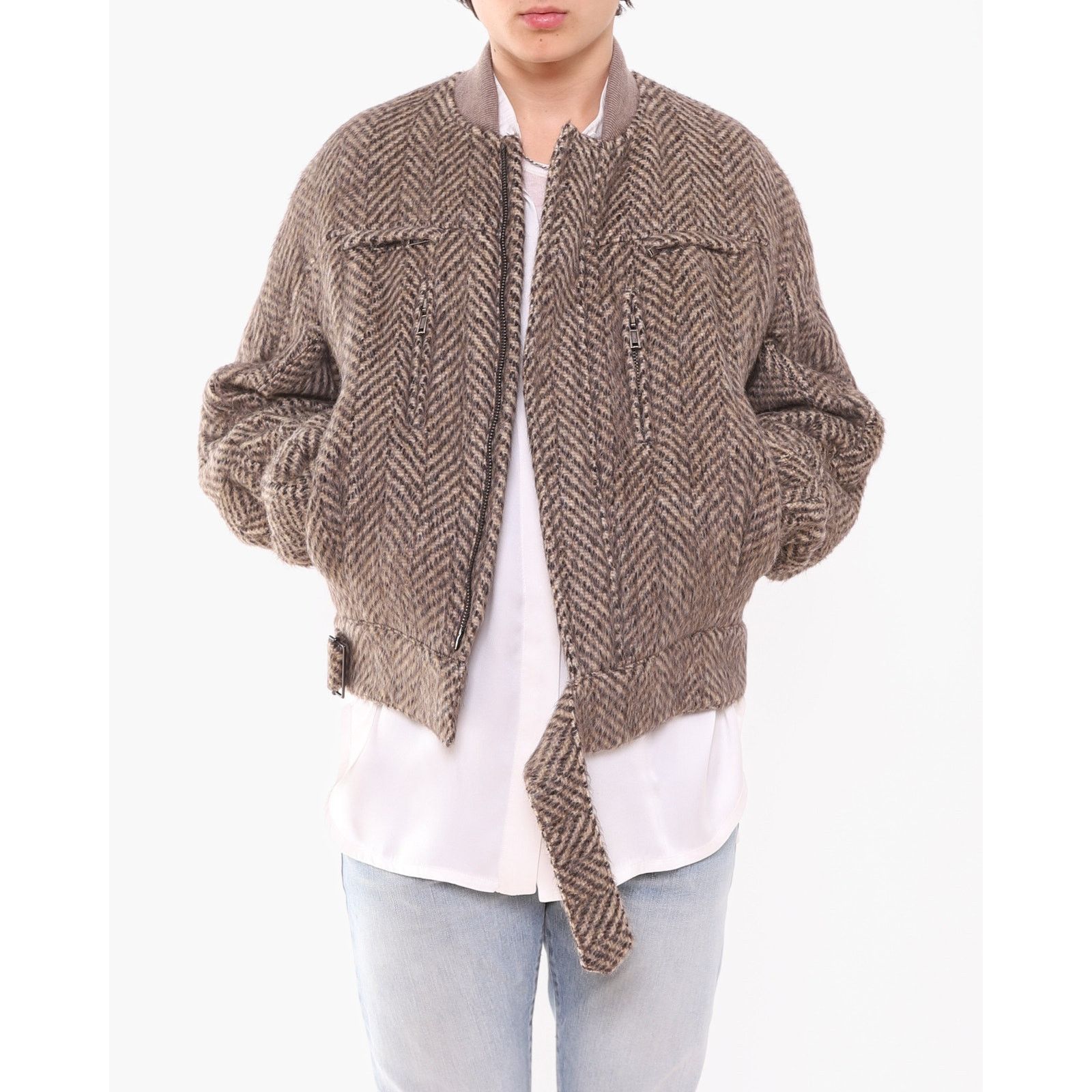 Haider Ackermann FW15 Oversized Biker Bomber in Chevron Alpaca Mohair Size US M / EU 48-50 / 2 - 11 Thumbnail
