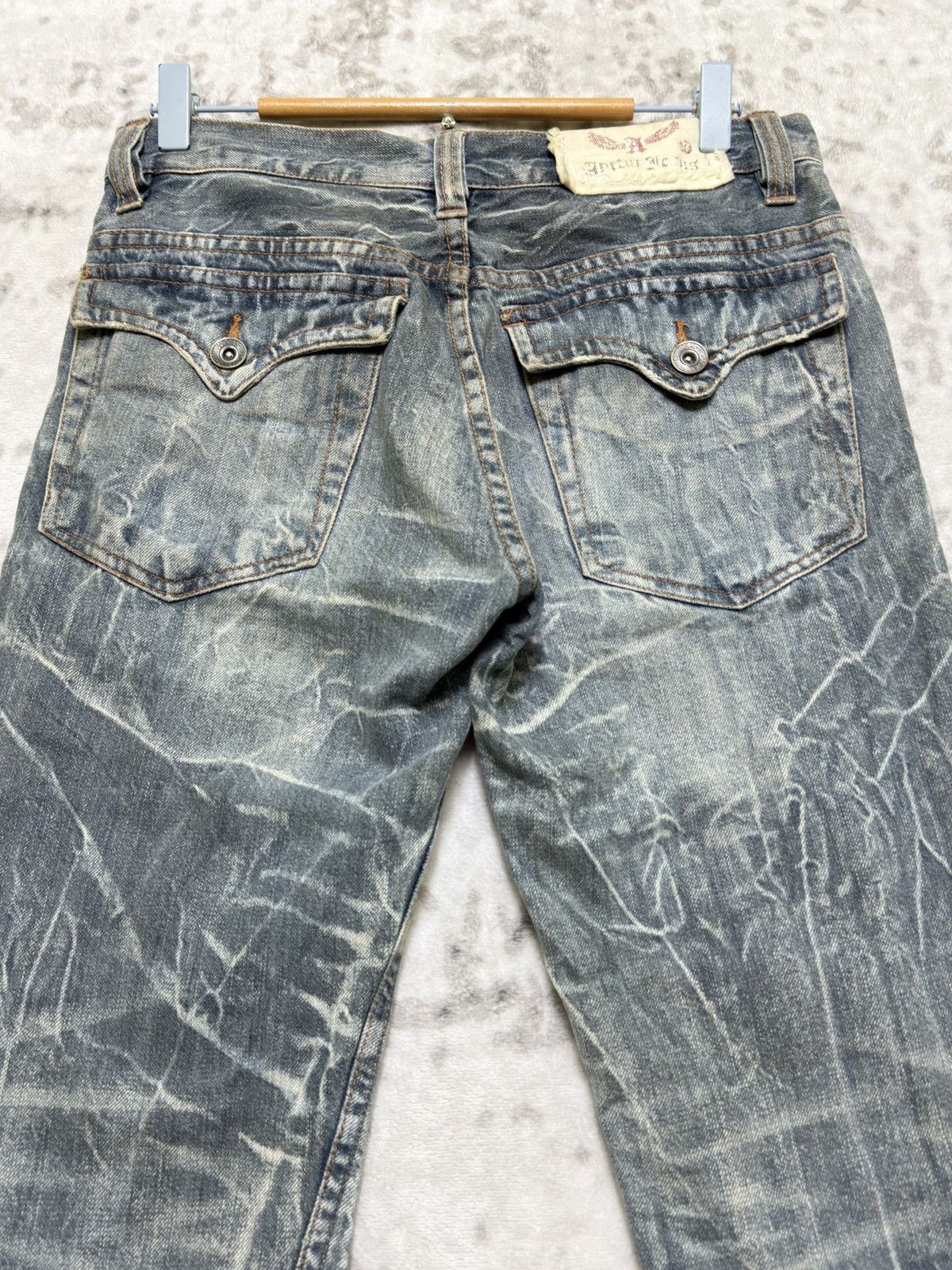 Tornado Mart Antful Distressed Flare Y2K Mud Wash Lightning Whisker Denim Size US 29 - 8 Thumbnail