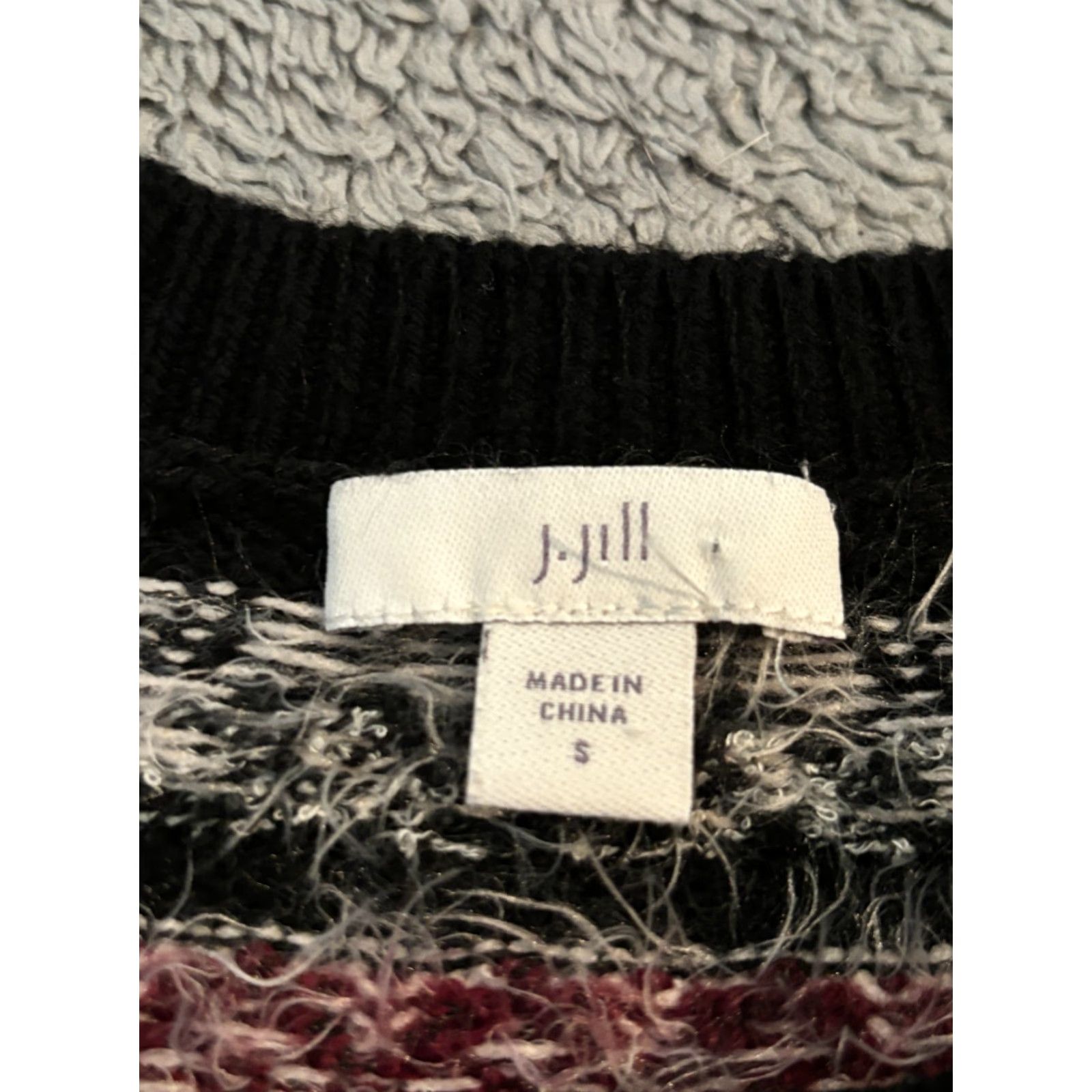 J. Jill J Jill Sweater Womens Small Black Pattern Stripes Pullover Crewneck S Black Knit Crew Neck Pullover Womens - Size S / US 4 / IT 40 - 2 Thumbnail