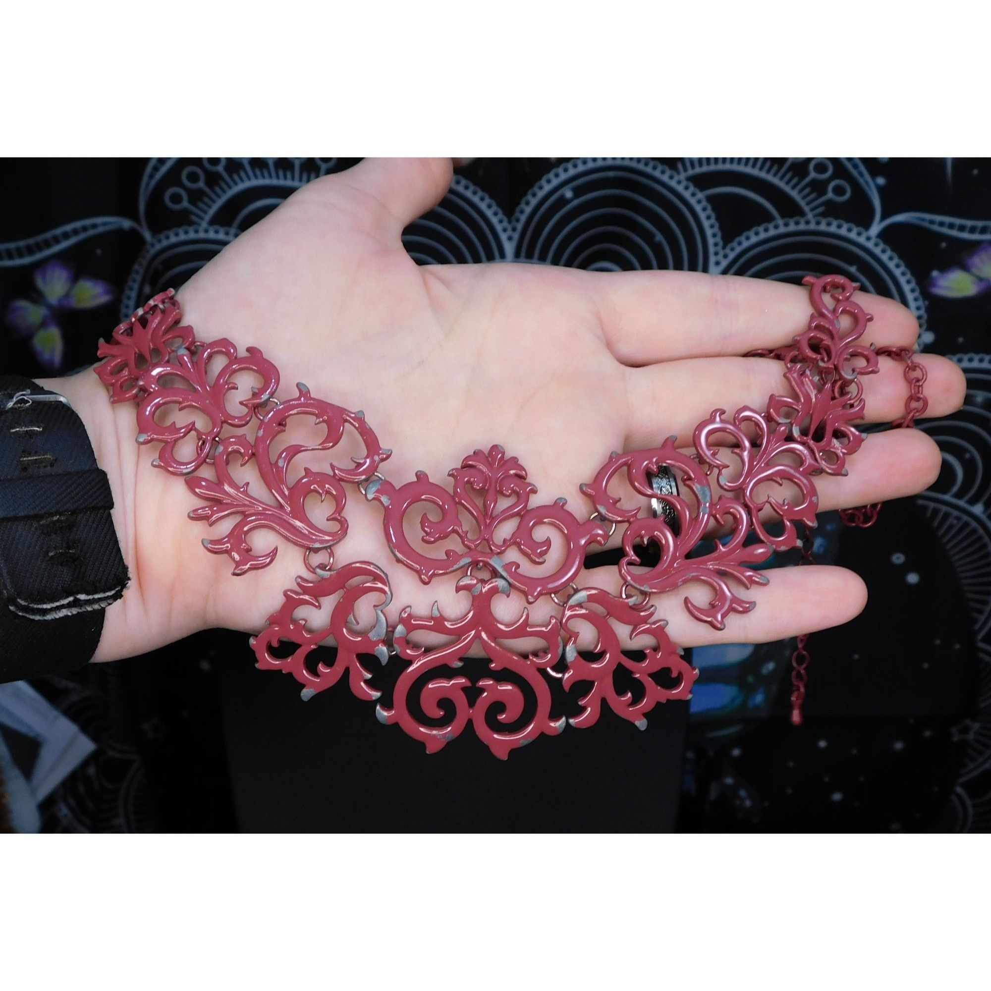 Other Painted Victorian Style Filigree Statement Necklace Size ONE SIZE - 5 Thumbnail