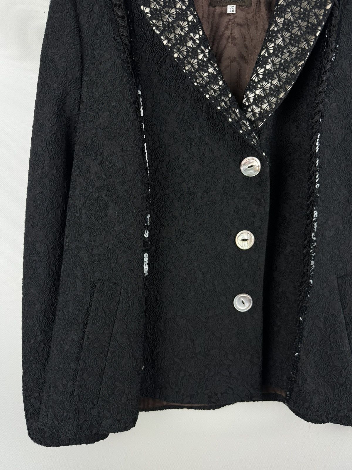 Dolce & Gabbana Dolce & Gabbana Ladies Lace Trim Blazer Jacket Size 32 / 46 Size L / US 10 / IT 46 - 7 Thumbnail