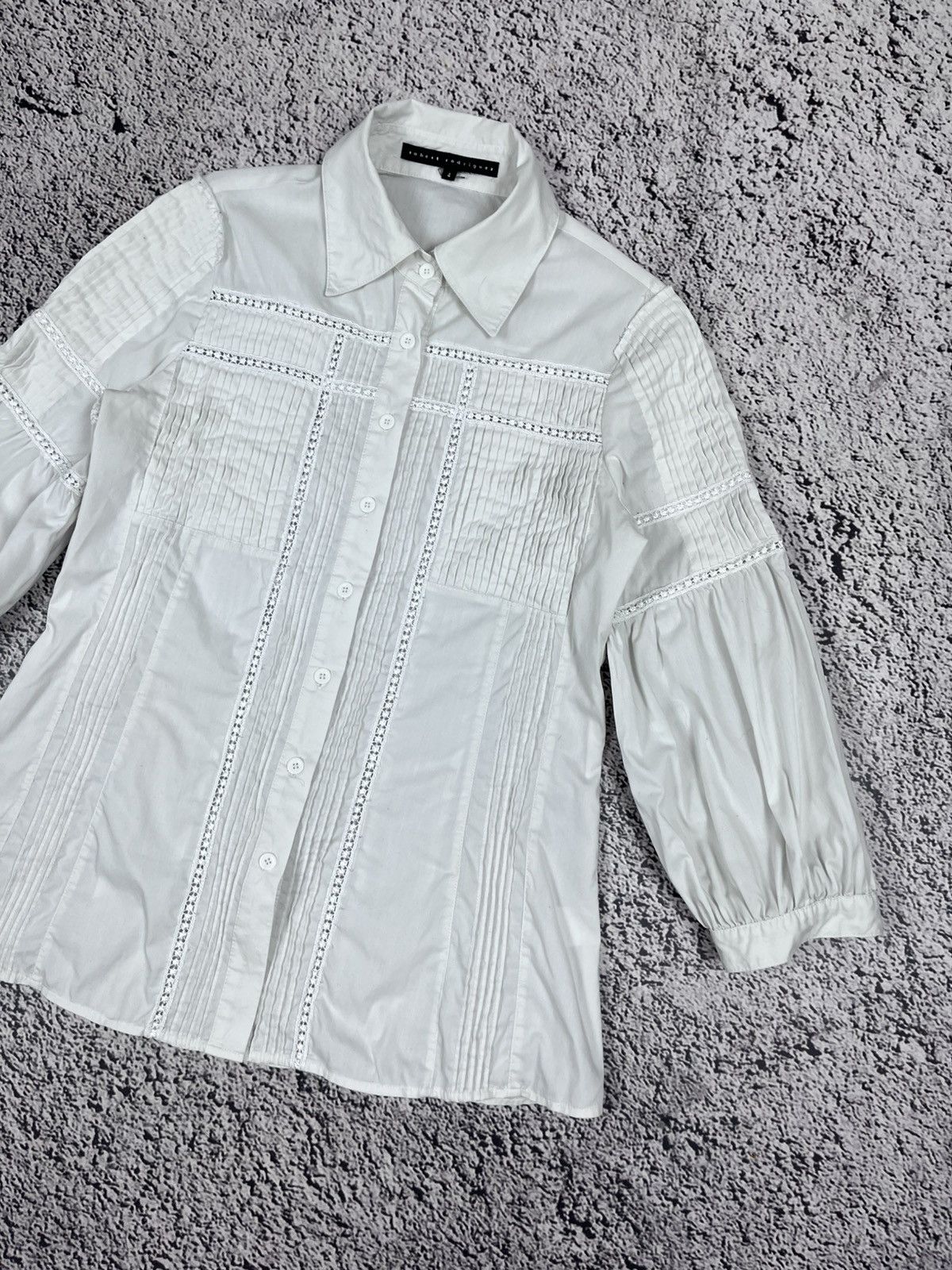 Robert Rodriguez Robert Rodriguez Lace Pintuck Victorian Blouse Prairie Top Size S / US 4 / IT 40 - 3 Thumbnail