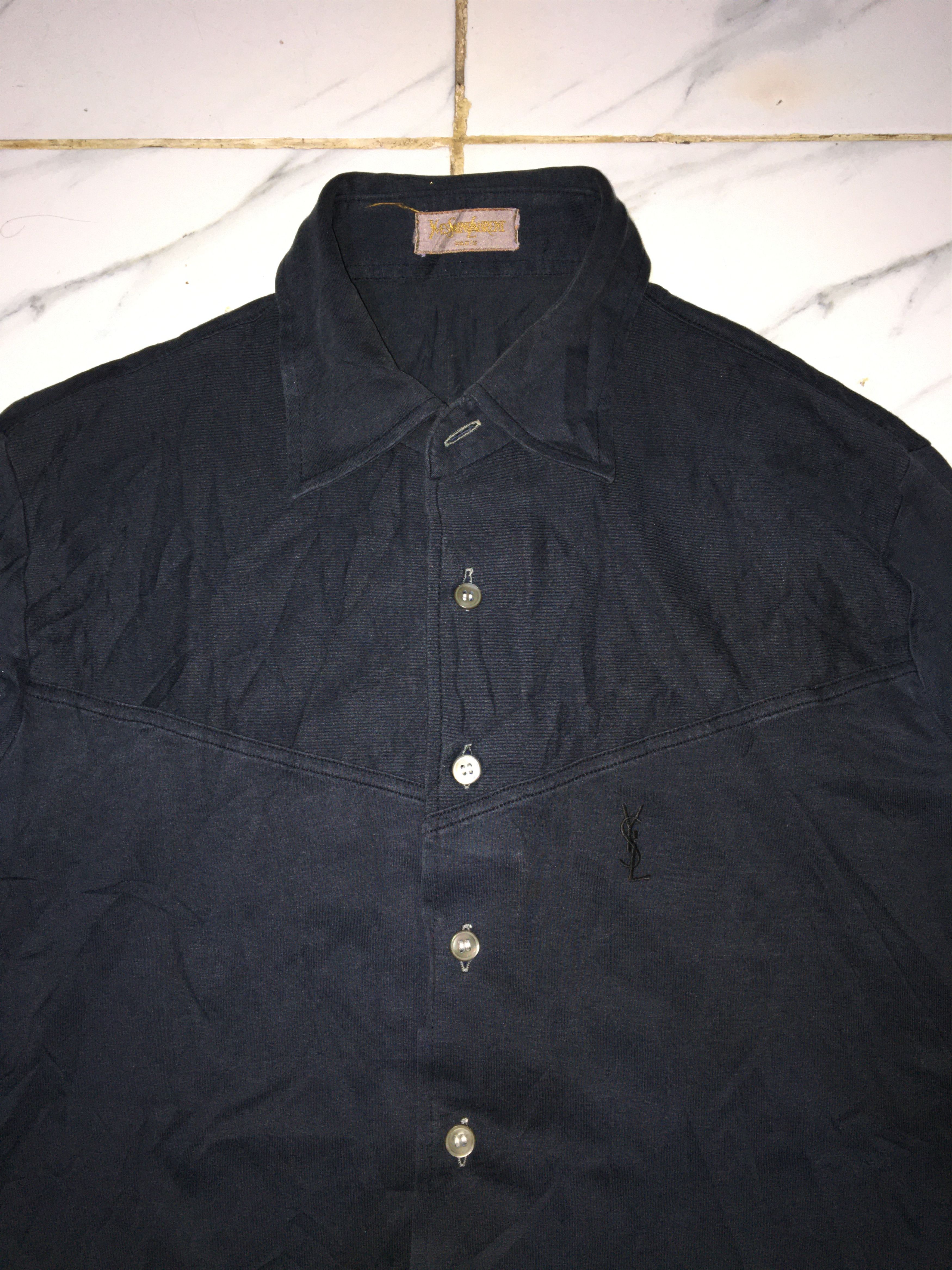 Vintage VINTAGE YVES SAINT LAURENT LONG SLEEVE POLO SHIRT Size US M / EU 48-50 / 2 - 2 Thumbnail