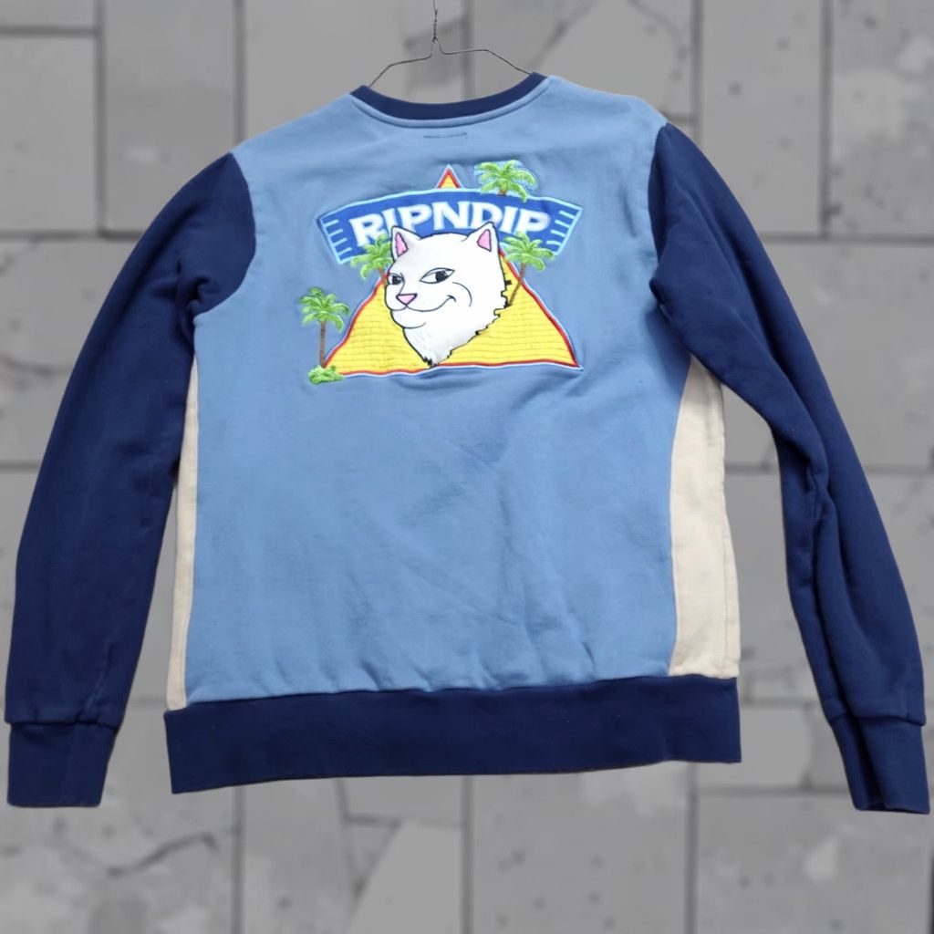 RIPNDIP VINTAGE RIPNDIP Sweatshirt Mens Crew Neck Long Sleeve Blue Embroidered Cat Pyramid Double Sided M Size US M / EU 48-50 / 2 - 1 Thumbnail