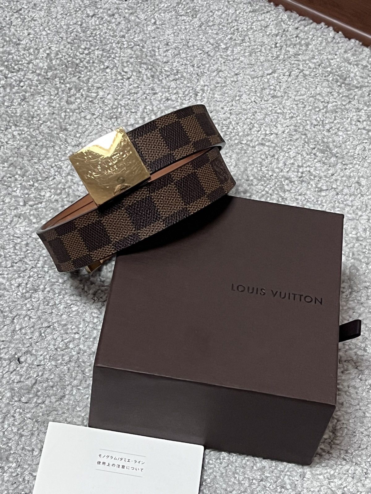 Louis Vuitton Louis Vuitton Damier Santur Carre Belt Brown Golden Size ONE SIZE - 2 Thumbnail