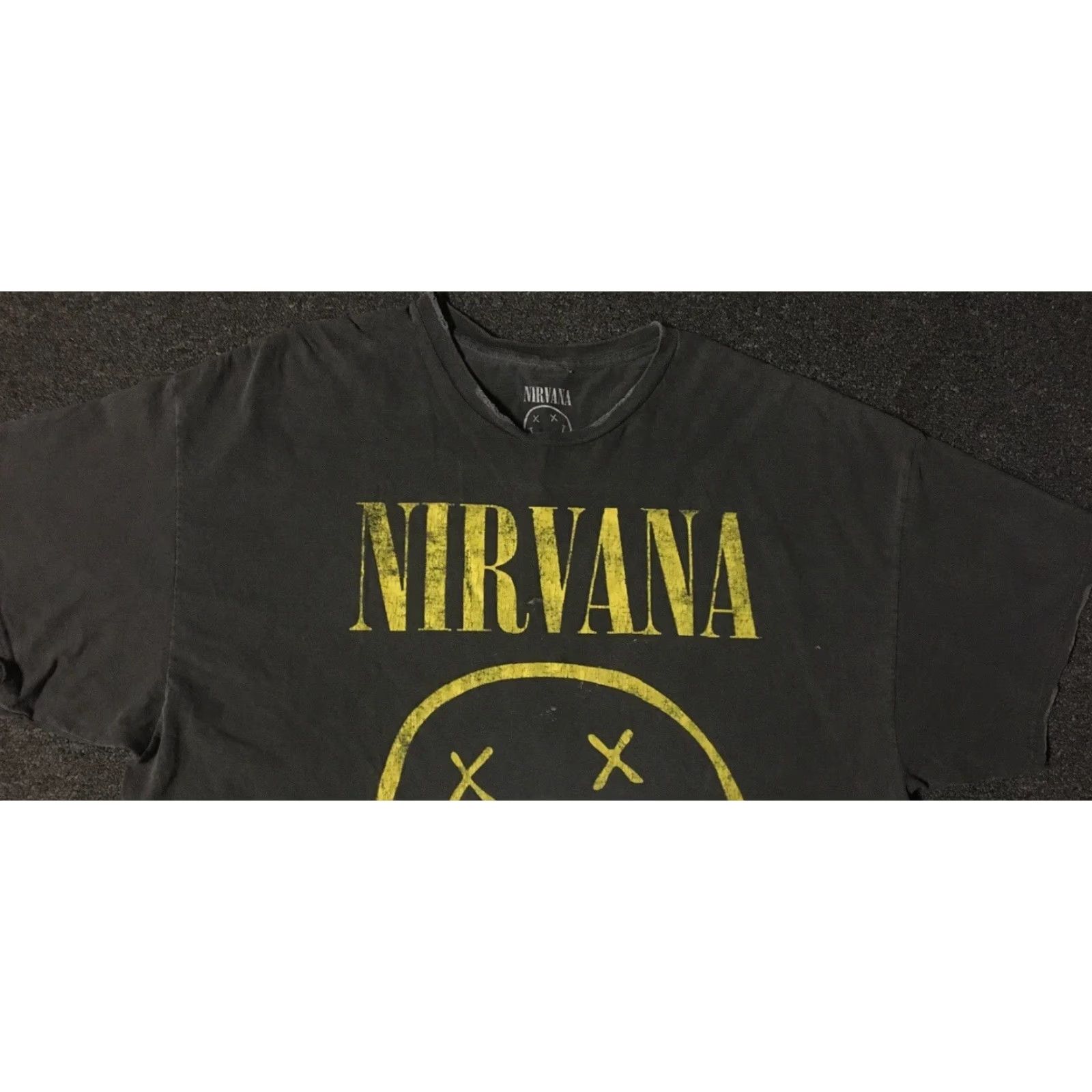 Etro Nirvana Shirt Oversized Faded Distress 1X/2X Boxy Punk Grunge Retro Band Concert Womens XL Gray 70s 80s 90s - Smiley Face Size XL / US 12-14 / IT 48-50 - 3 Thumbnail