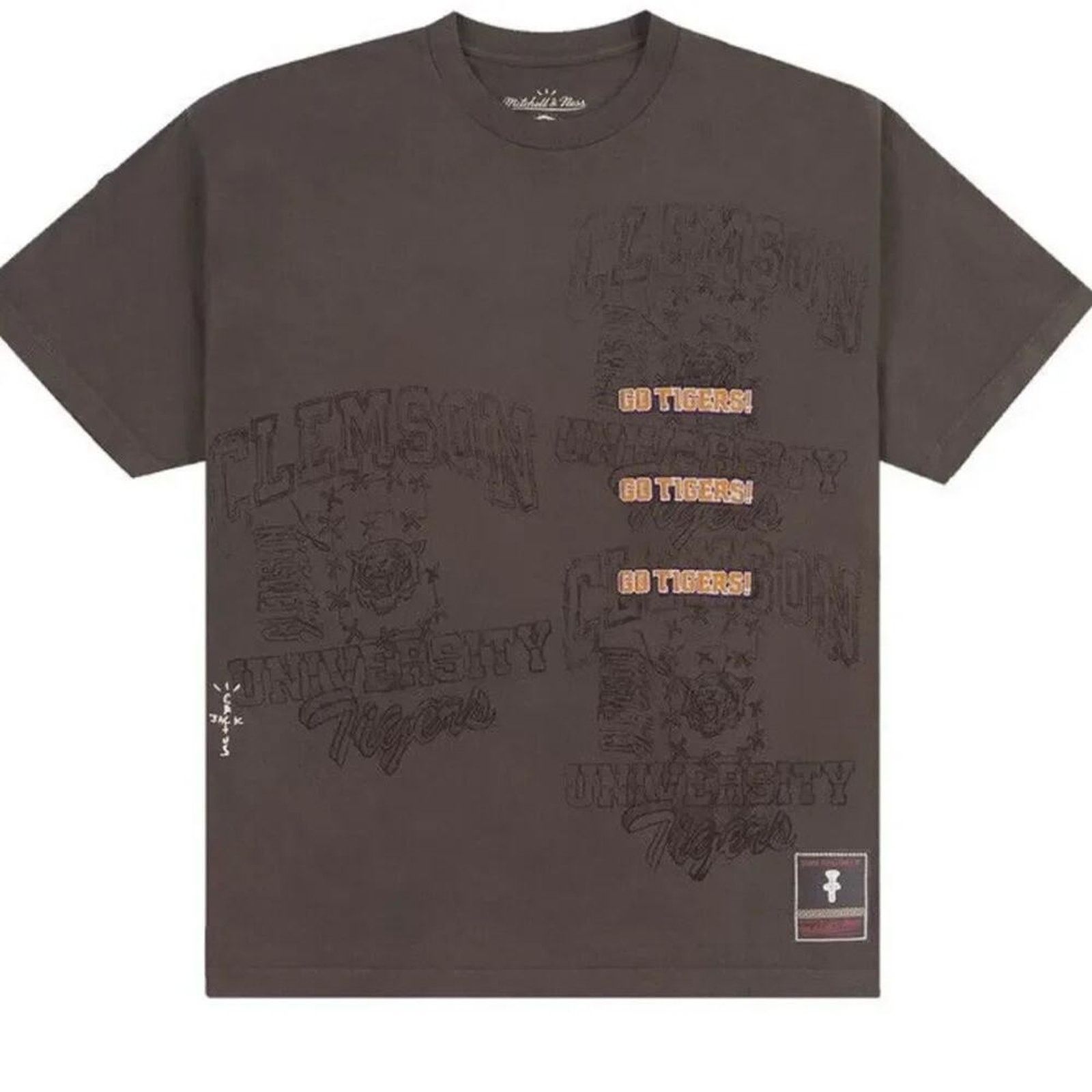 Cactus Jack Travis Scott Mitchell Ness Clemson Uni Tee Sz L