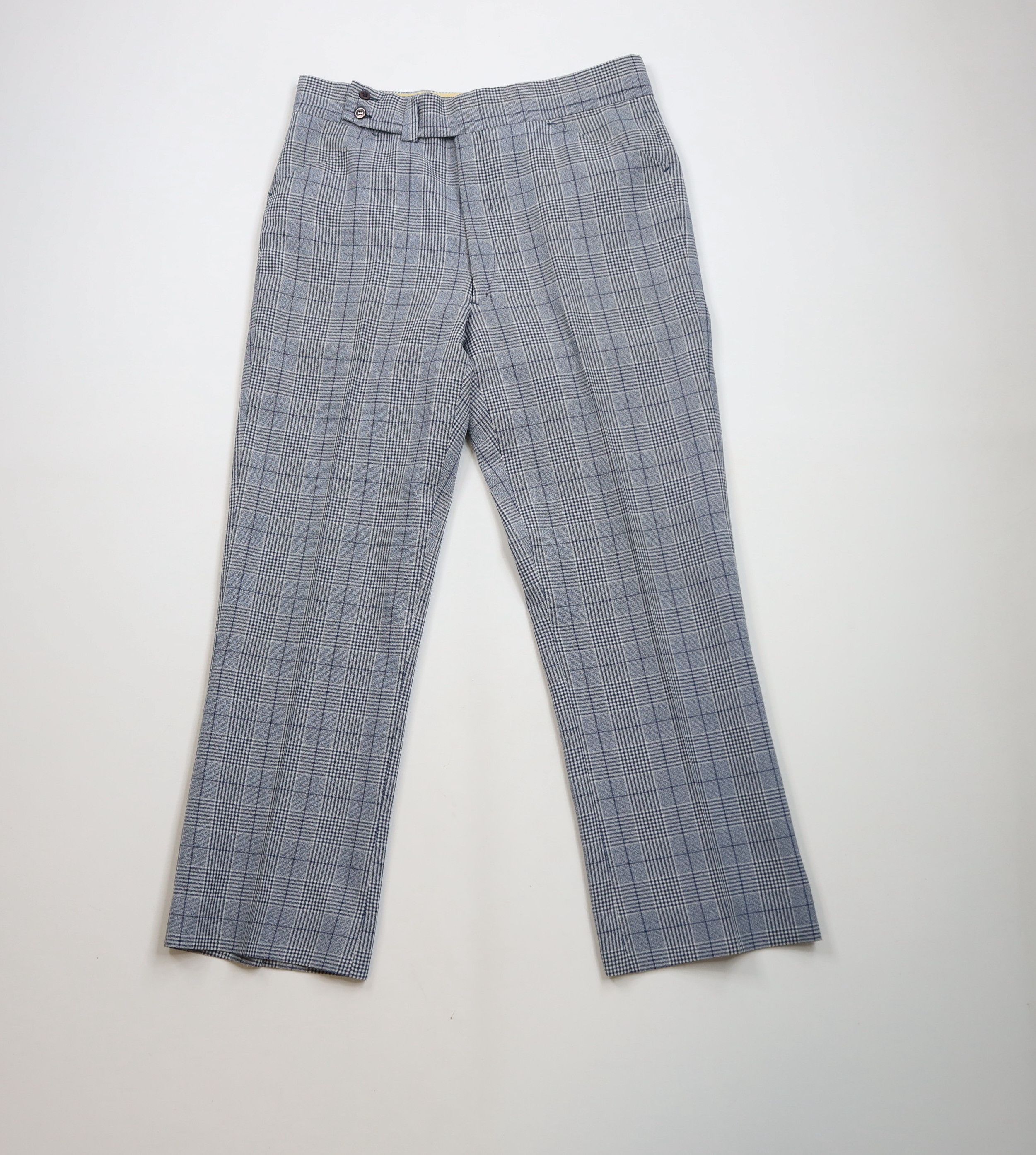 Vintage Vintage 70s Streetwear Wide Leg Chino Pants Blue Plaid USA Size US 32 / EU 48 - 1 Thumbnail
