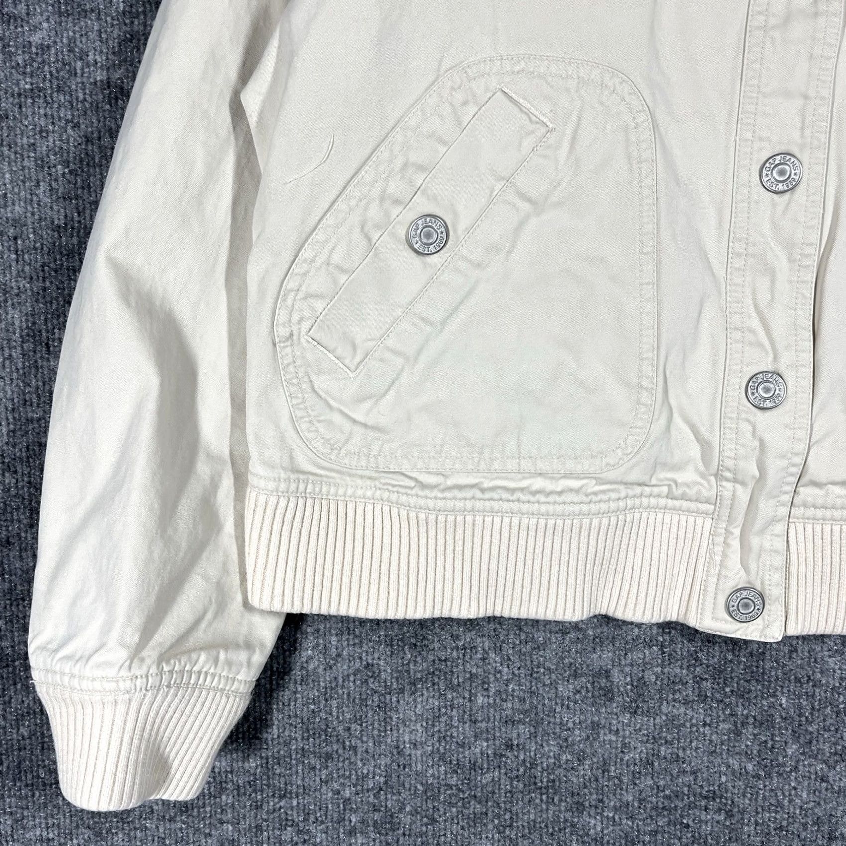Gap VINTAGE Gap Bomber Jacket Womens XL White Cotton Biker Moto Jacket Women Vintage 90s 00s Size XL / US 12-14 / IT 48-50 - 3 Thumbnail