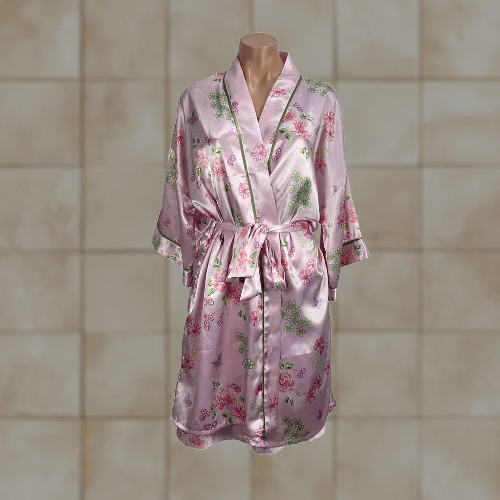 Vintage VINTAGE SUSSAN LINGERIE Nightie Sleepwear Gown Silky Pink Shiny Robe Peignoir 2pc Set M Womens Size ONE SIZE - 1 Thumbnail