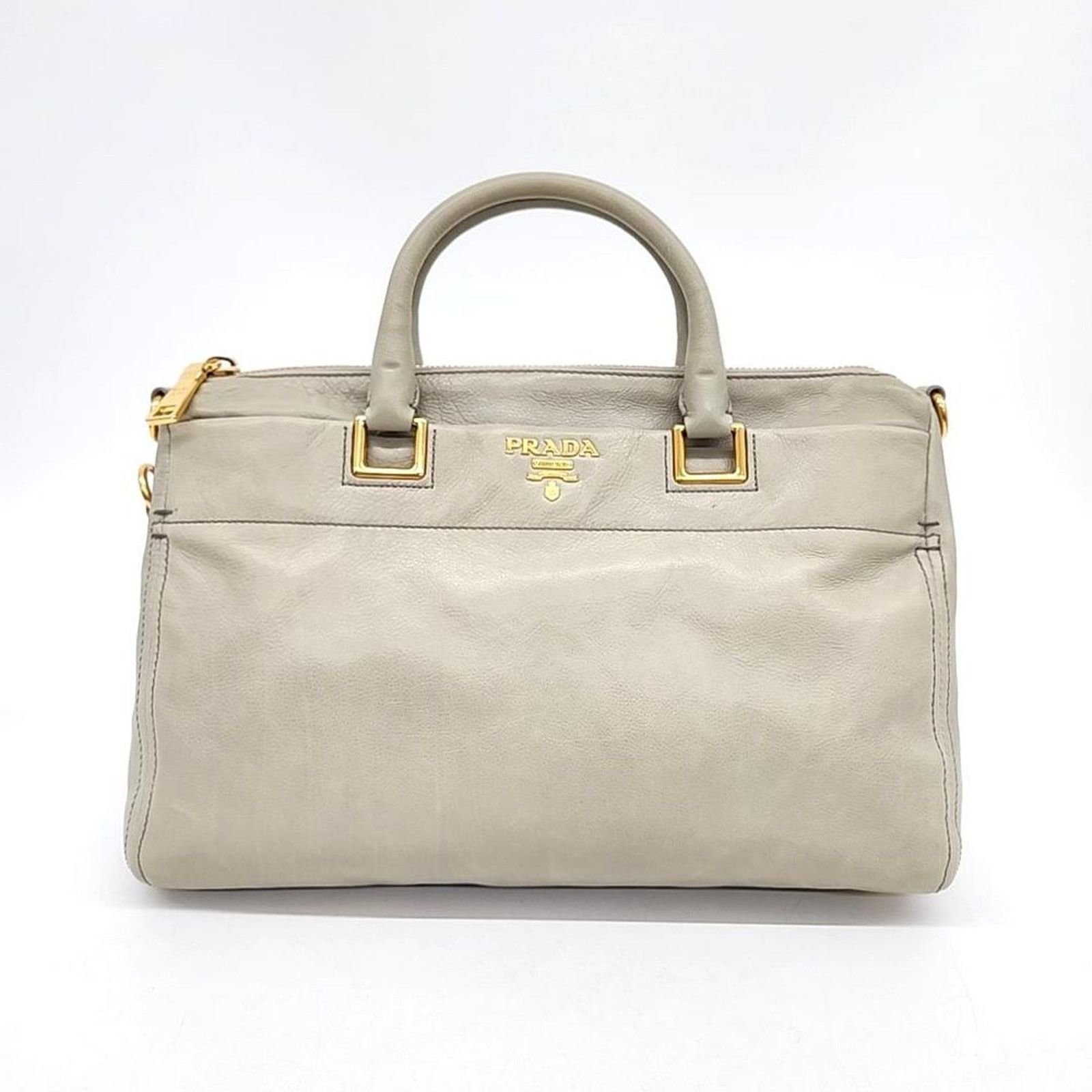 Prada Glace Calf Tote And Shoulder Bag (Bl0792) (9396913) in Grey, Women's