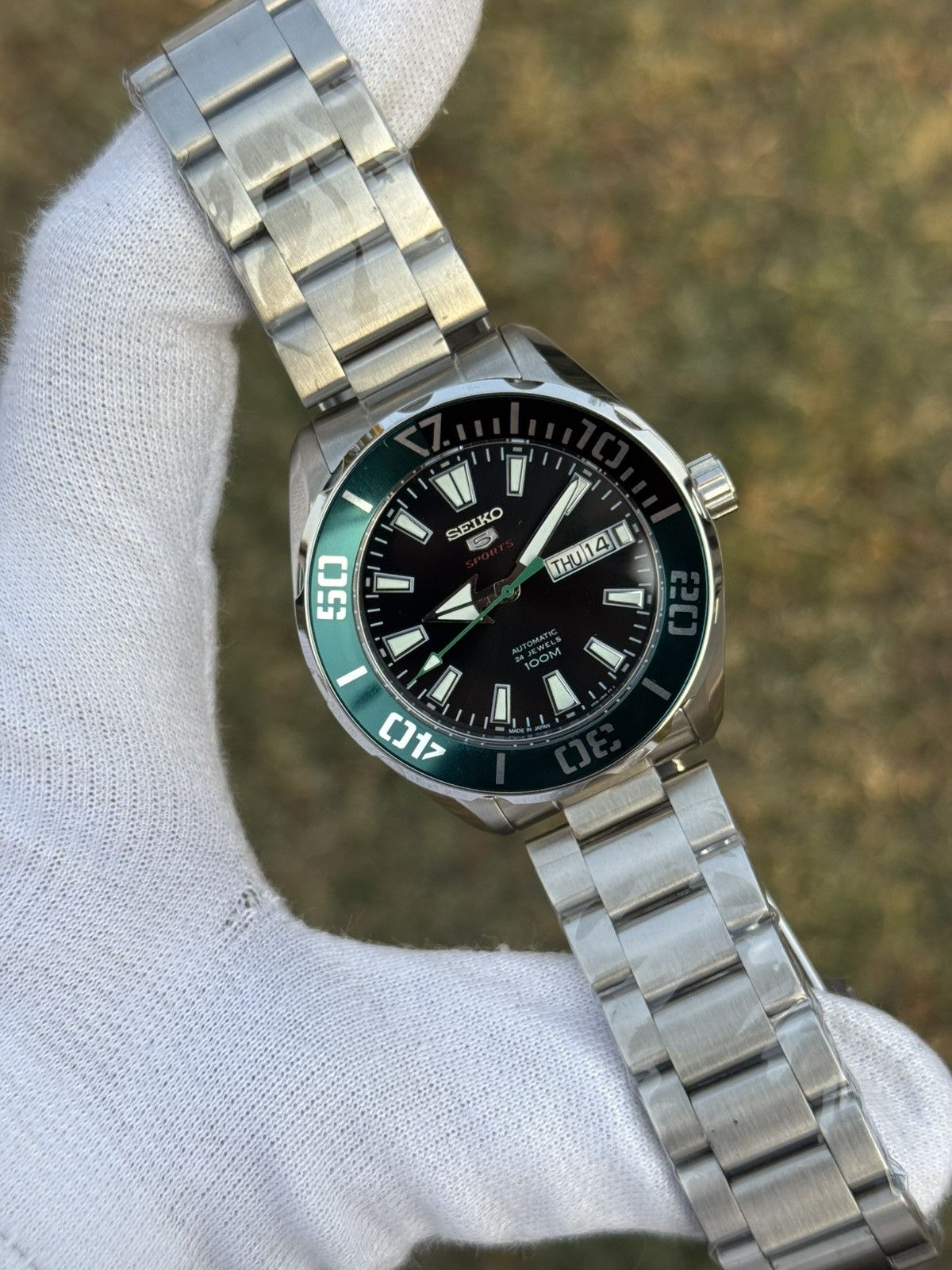 Seiko Seiko 5 Sports MOD – Green Diver Bezel– Automatic men watch Size 38 - 10 Thumbnail