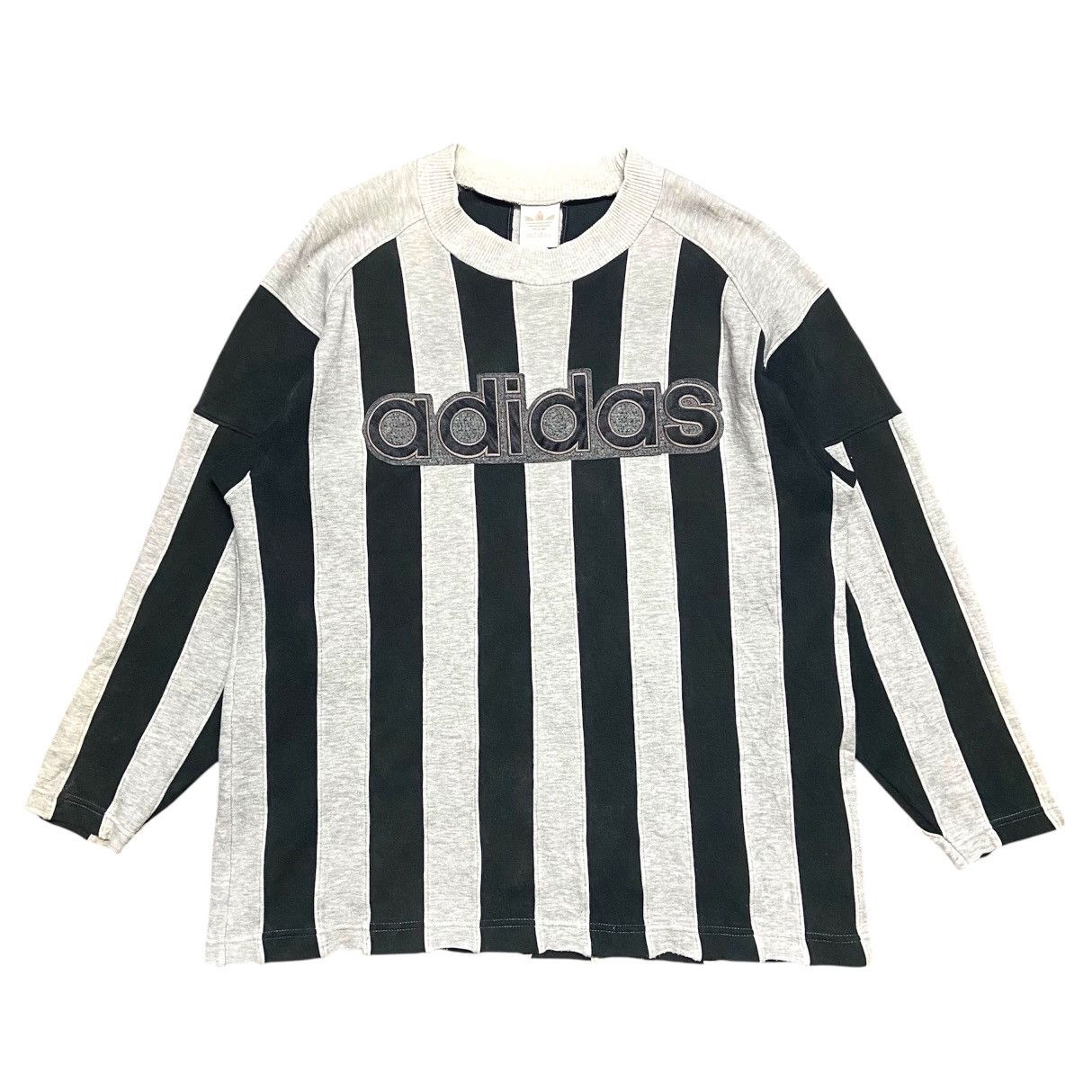 Adidas × Vintage Vintage 90s Adidas Striped Pullover Sweatshirt Size US L / EU 52-54 / 3 - 1 Thumbnail