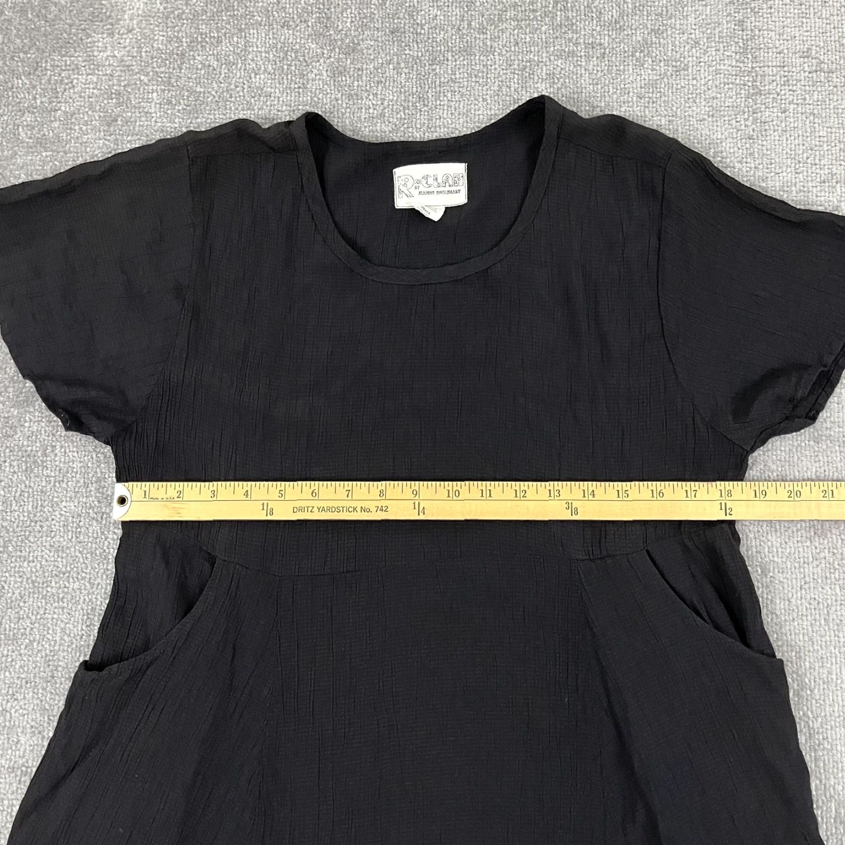 Vintage R-CLAN by Jeanne Engelhart Dress Womens Small Black Oversized Stretch Pockets Size 28" / US 6 / IT 42 - 4 Thumbnail