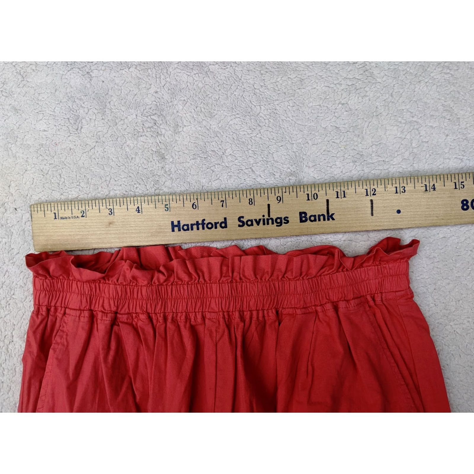 MONROW Monrow Poplin Paperbag Shorts Womens S Coral Red Pink Elastic Waist High Rise Size 26" / US 2 / IT 38 - 5 Thumbnail