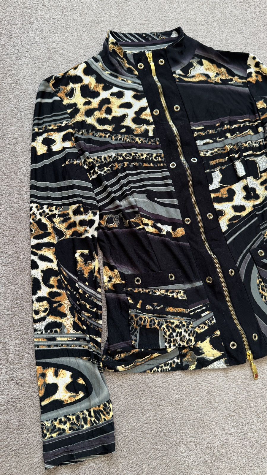 Japanese Brand Y2K Deconstructed Abstract Print High Fashion Zip Jacket Size M / US 6-8 / IT 42-44 - 2 Thumbnail